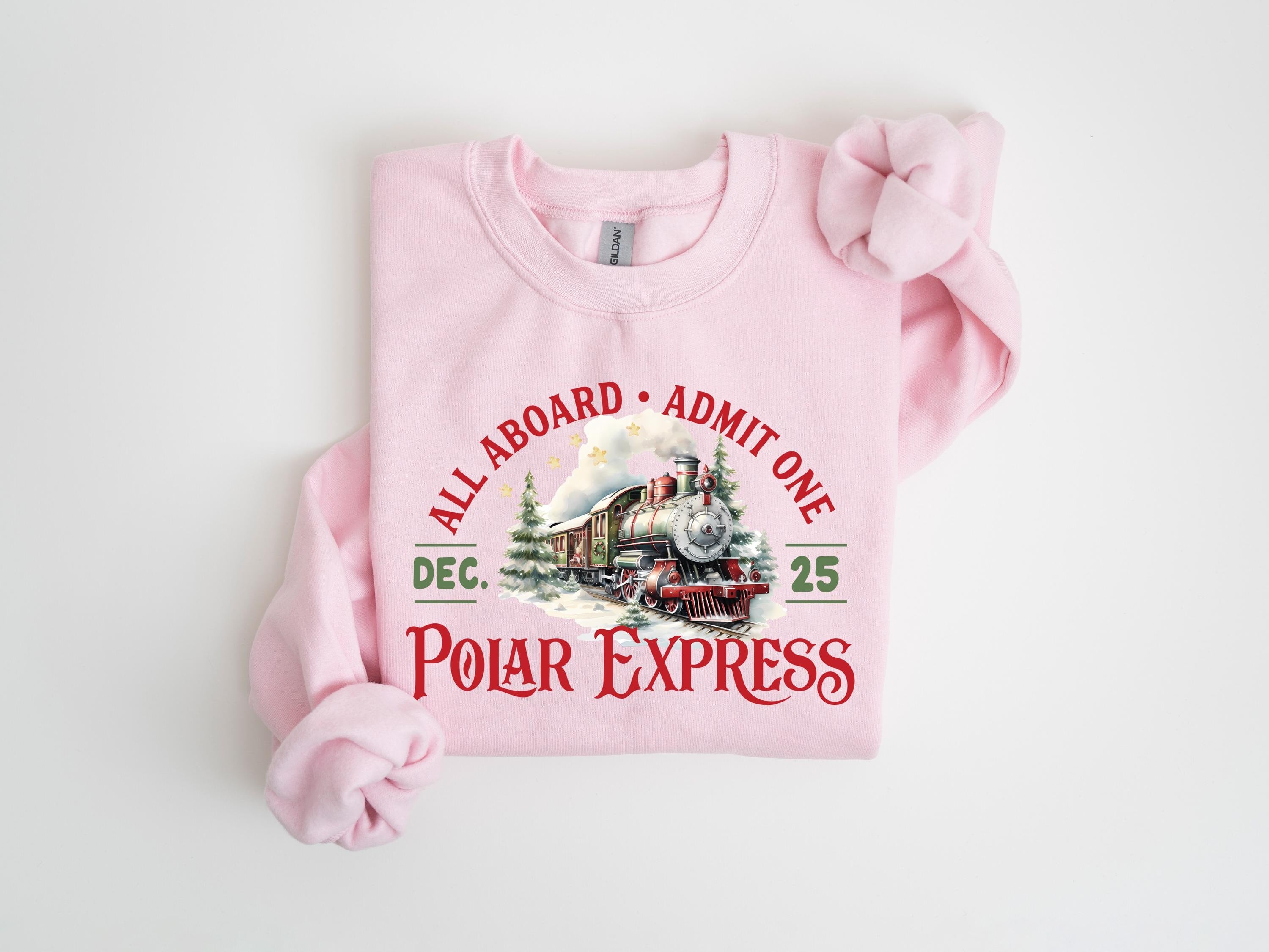 Festive Gildan 18000 Xmas Sweatshirt - Polar Express Train Shirt for Kids - Cozy Holiday Outfit