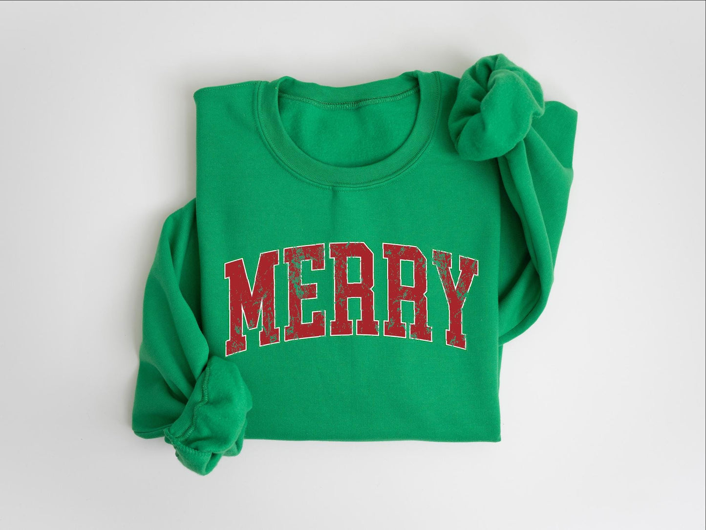 Womens Merry Sweatshirt: Retro Merry Christmas Gildan 18000, Cozy Festive Gift, Printify Choice Holiday Outfit