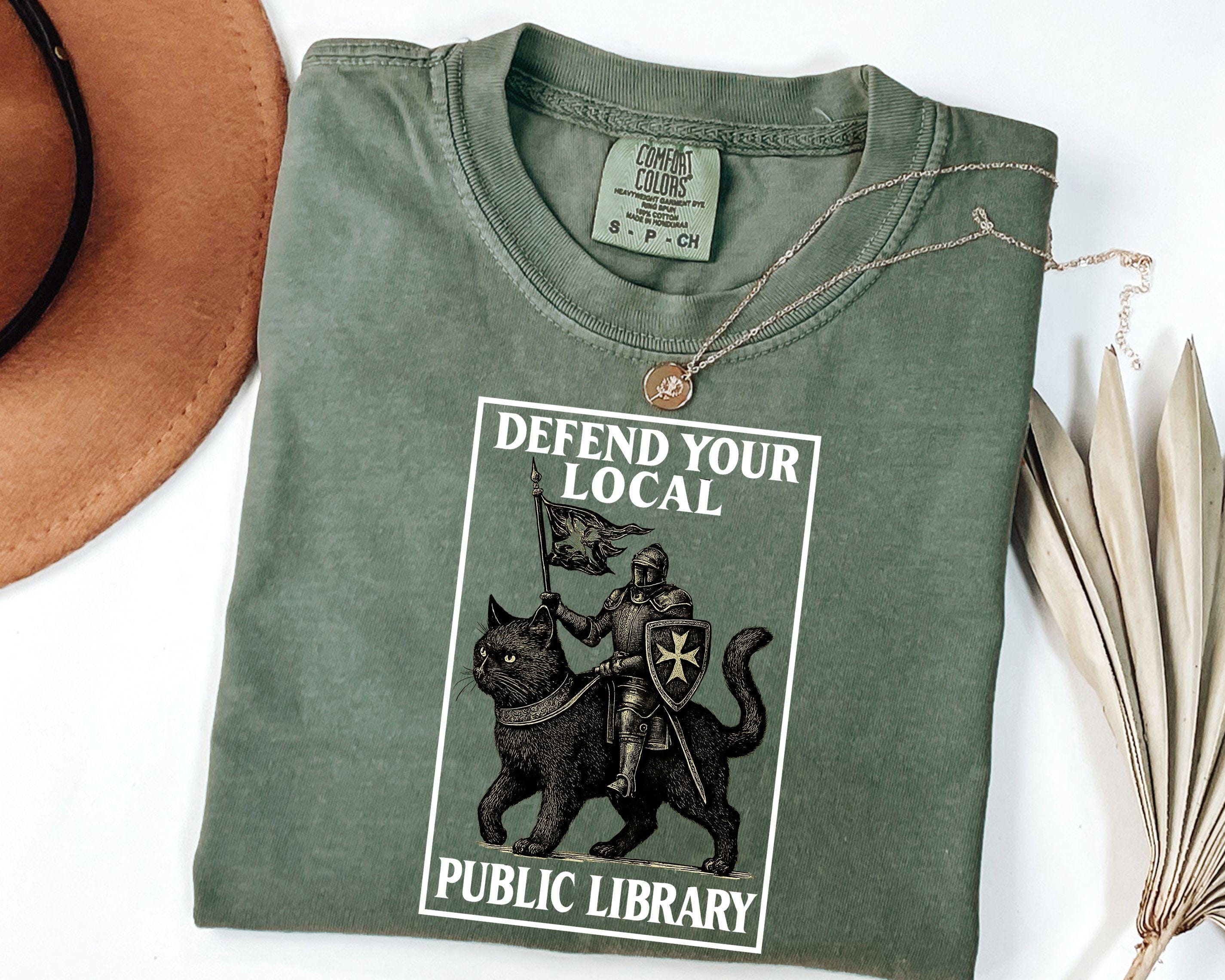 Comfort Colors® 1717 Knight Cat Tee, Unisex Garment-Dyed T-shirt, Fantasy Reader Gift, SwiftPOD, Library Support Shirt for Book Lovers