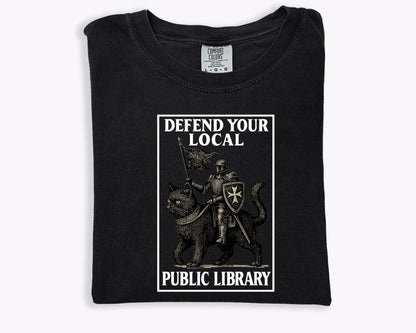 Comfort Colors® 1717 Knight Cat Tee, Unisex Garment-Dyed T-shirt, Fantasy Reader Gift, SwiftPOD, Library Support Shirt for Book Lovers