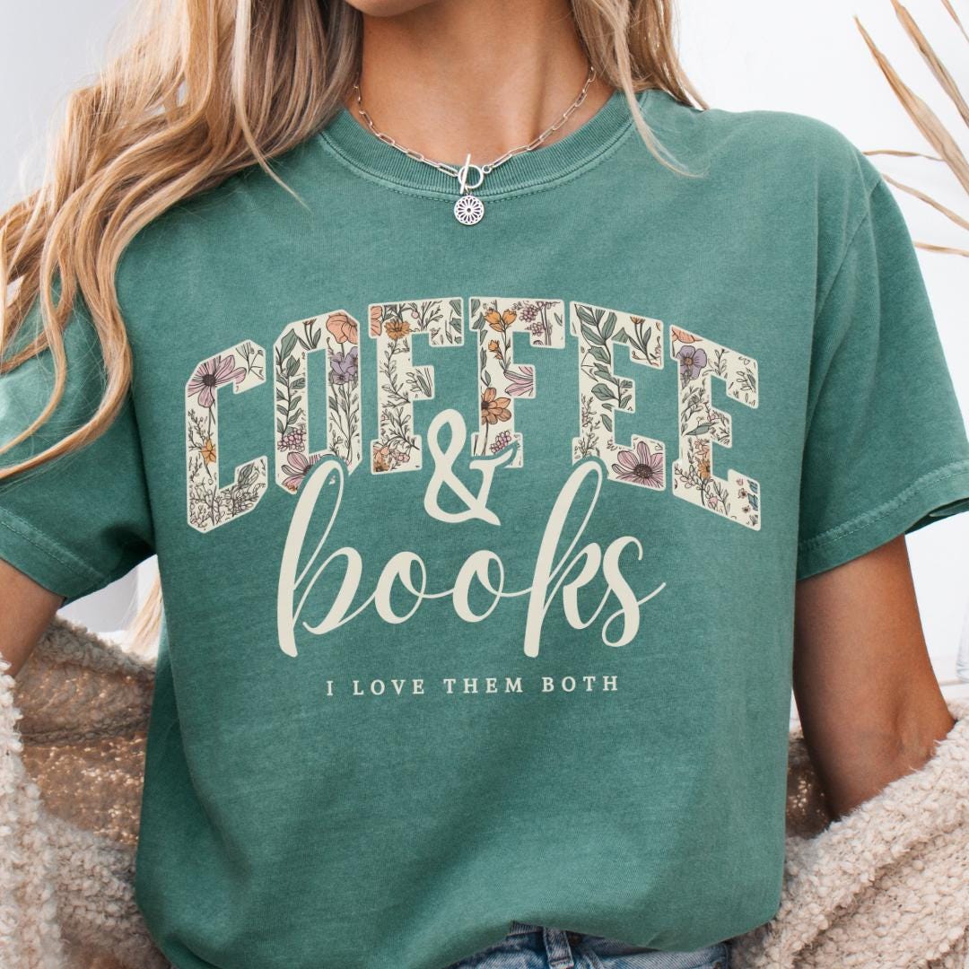 Cozy Comfort Colors® 1717 Coffee & Books Unisex T-shirt Book Lover Gift Perfect Fall Outfit