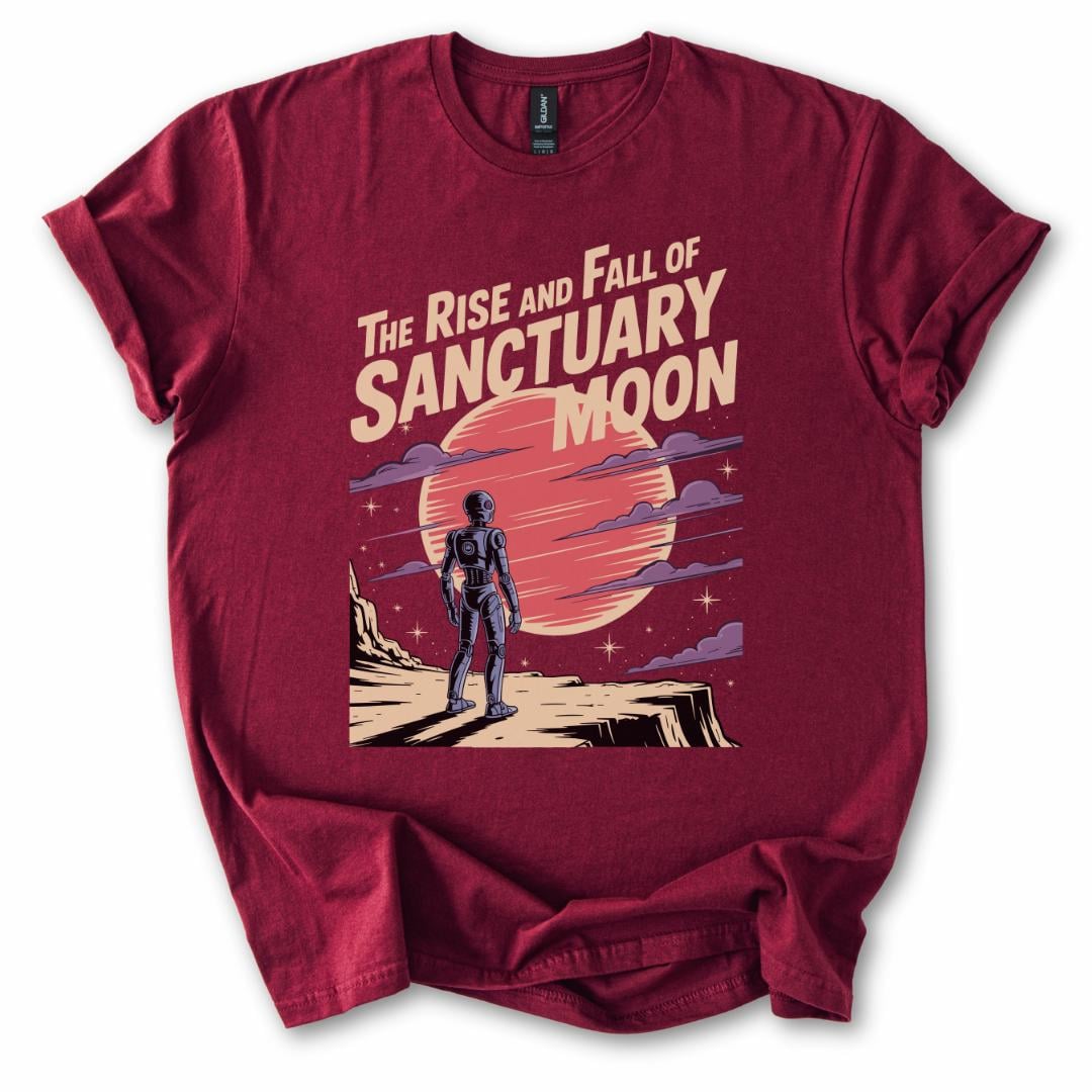 Unisex Heavy Cotton Tee: Gildan 5000 Retro Sci-Fi Graphic for Book Lovers, Murderbot Diaries Gift, Printify Choice