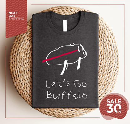 Josh Potato Buffalo Drawing T-Shirt Gildan 5000 Unisex Heavy Cotton Tee Funny Buffalo Gift for Kids & Family Printify Choice for Fans