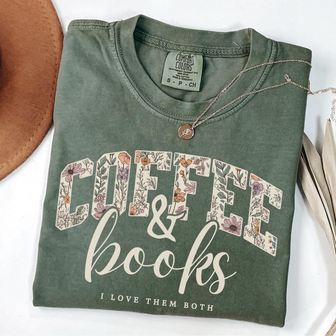 Cozy Comfort Colors® 1717 Coffee & Books Unisex T-shirt Book Lover Gift Perfect Fall Outfit