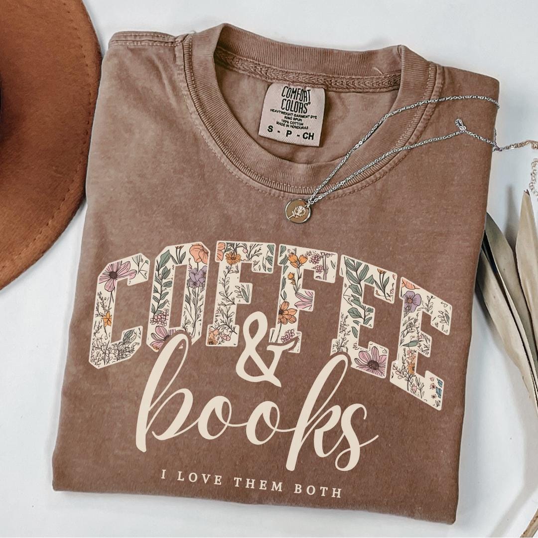 Cozy Comfort Colors® 1717 Coffee & Books Unisex T-shirt Book Lover Gift Perfect Fall Outfit