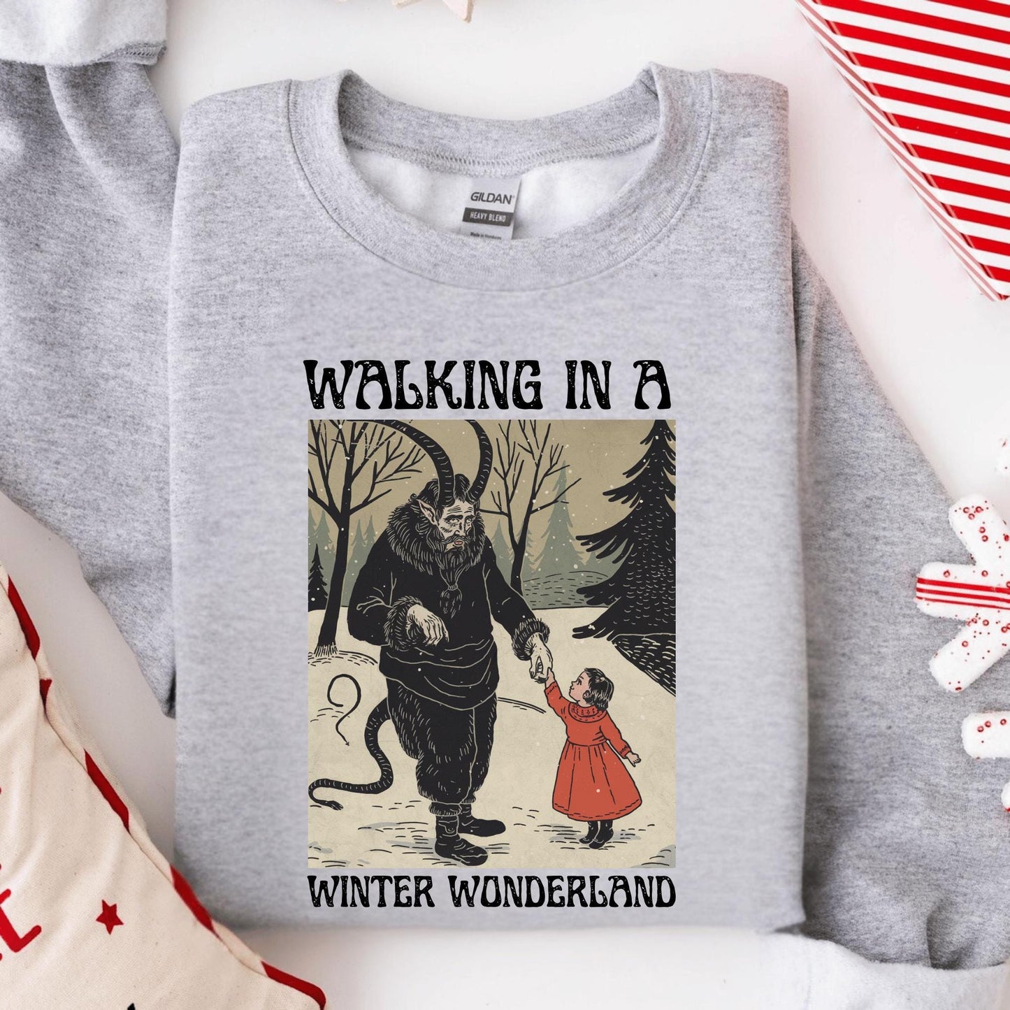 Gildan 18000 Gothic Christmas Sweatshirt Creepy Dark Holiday Tee for Men & Women Cozy Printify Choice Winter Gift