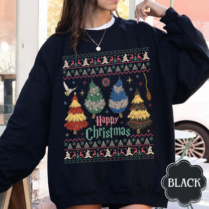 ✨Cozy Gildan 18000 Christmas Tree Sweatshirt - Perfect Wizard Gift✨ Unisex, Durable, Printify Choice for Magical Holiday Outfits