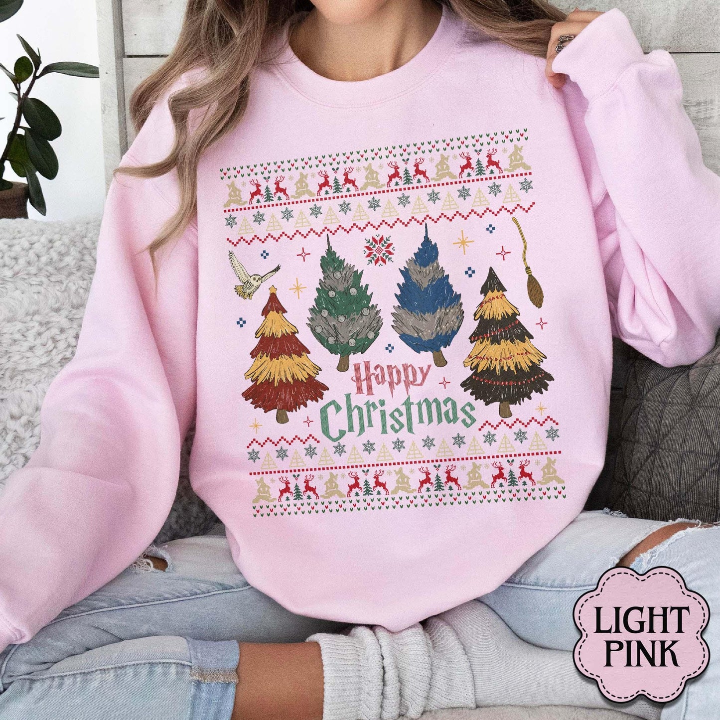 ✨Cozy Gildan 18000 Christmas Tree Sweatshirt - Perfect Wizard Gift✨ Unisex, Durable, Printify Choice for Magical Holiday Outfits