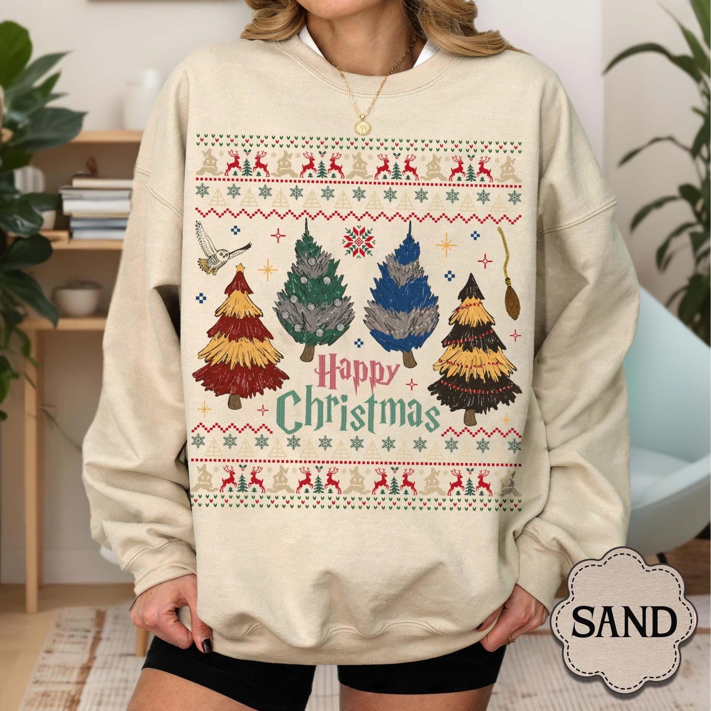 ✨Cozy Gildan 18000 Christmas Tree Sweatshirt - Perfect Wizard Gift✨ Unisex, Durable, Printify Choice for Magical Holiday Outfits