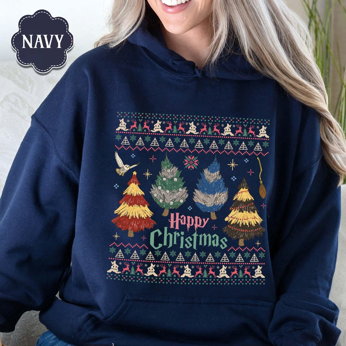 ✨Cozy Gildan 18000 Christmas Tree Sweatshirt - Perfect Wizard Gift✨ Unisex, Durable, Printify Choice for Magical Holiday Outfits
