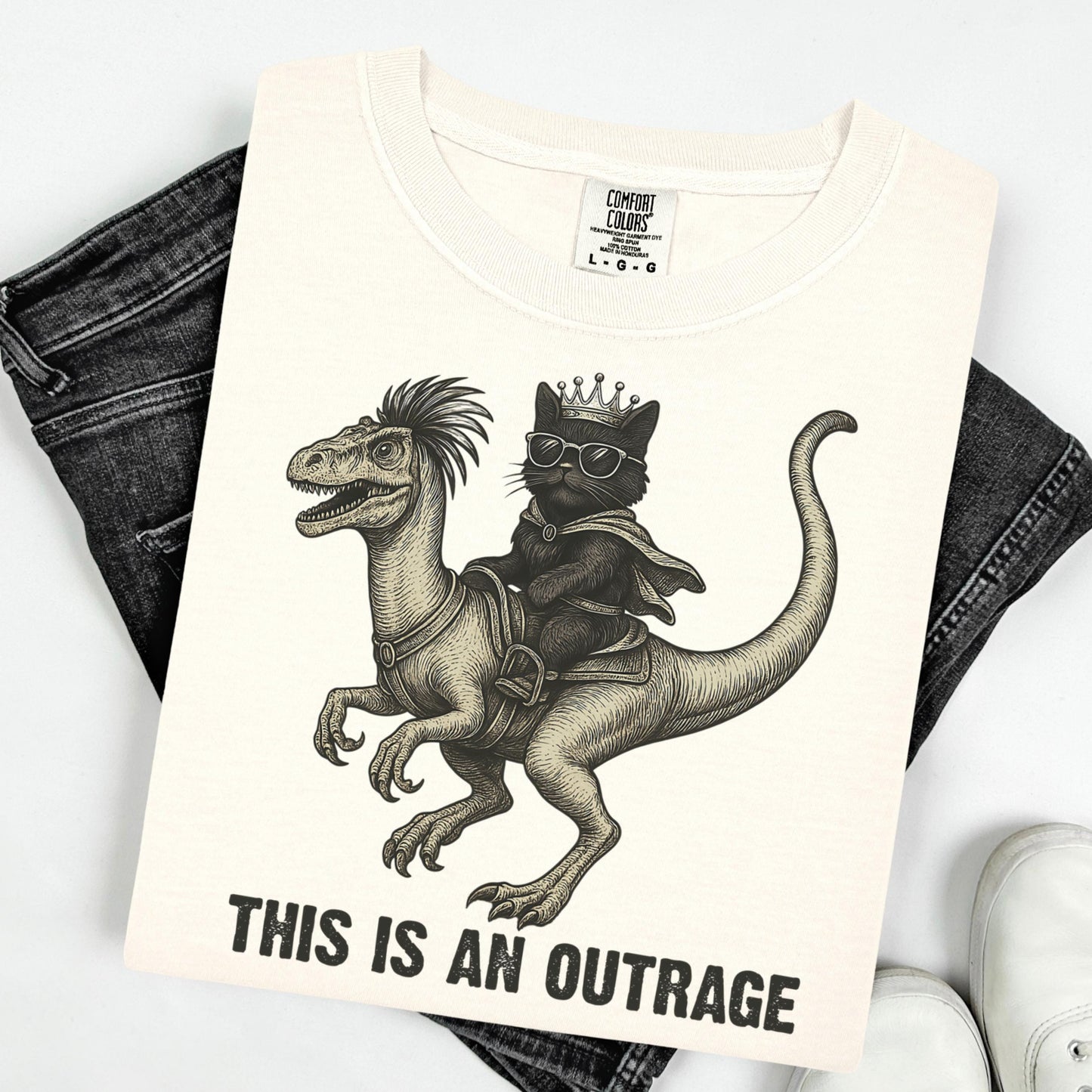 Comfort Colors® 1717 Unisex Gamer Cat Dino Tee - SwiftPOD Gift for Bookish Fantasy Lovers