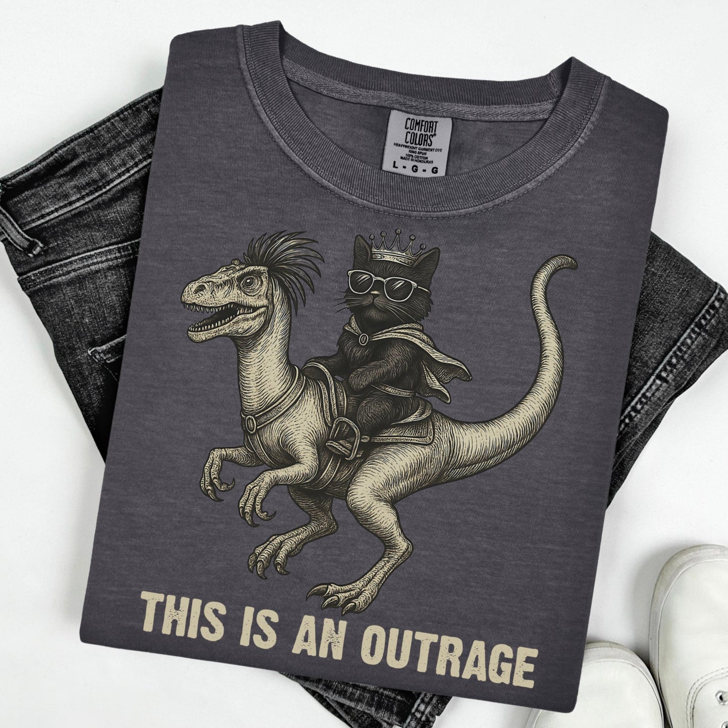 Comfort Colors® 1717 Unisex Gamer Cat Dino Tee - SwiftPOD Gift for Bookish Fantasy Lovers