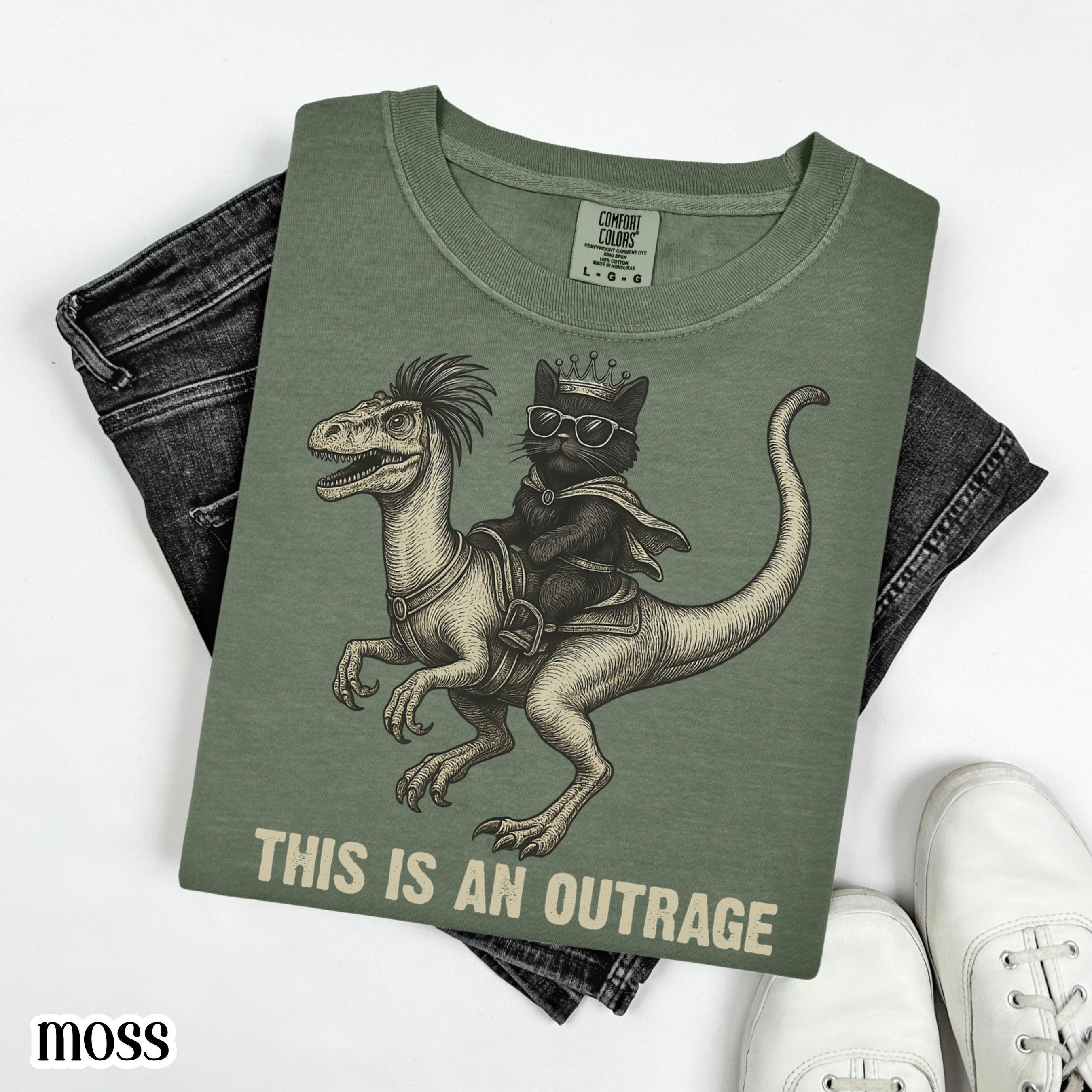 Comfort Colors® 1717 Unisex Gamer Cat Dino Tee - SwiftPOD Gift for Bookish Fantasy Lovers