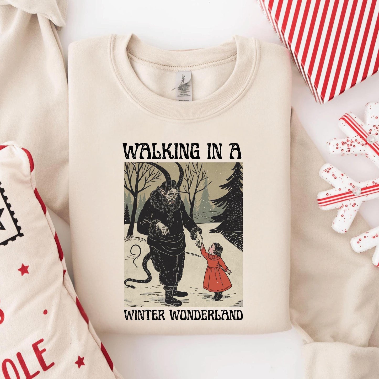 Gildan 18000 Gothic Christmas Sweatshirt Creepy Dark Holiday Tee for Men & Women Cozy Printify Choice Winter Gift