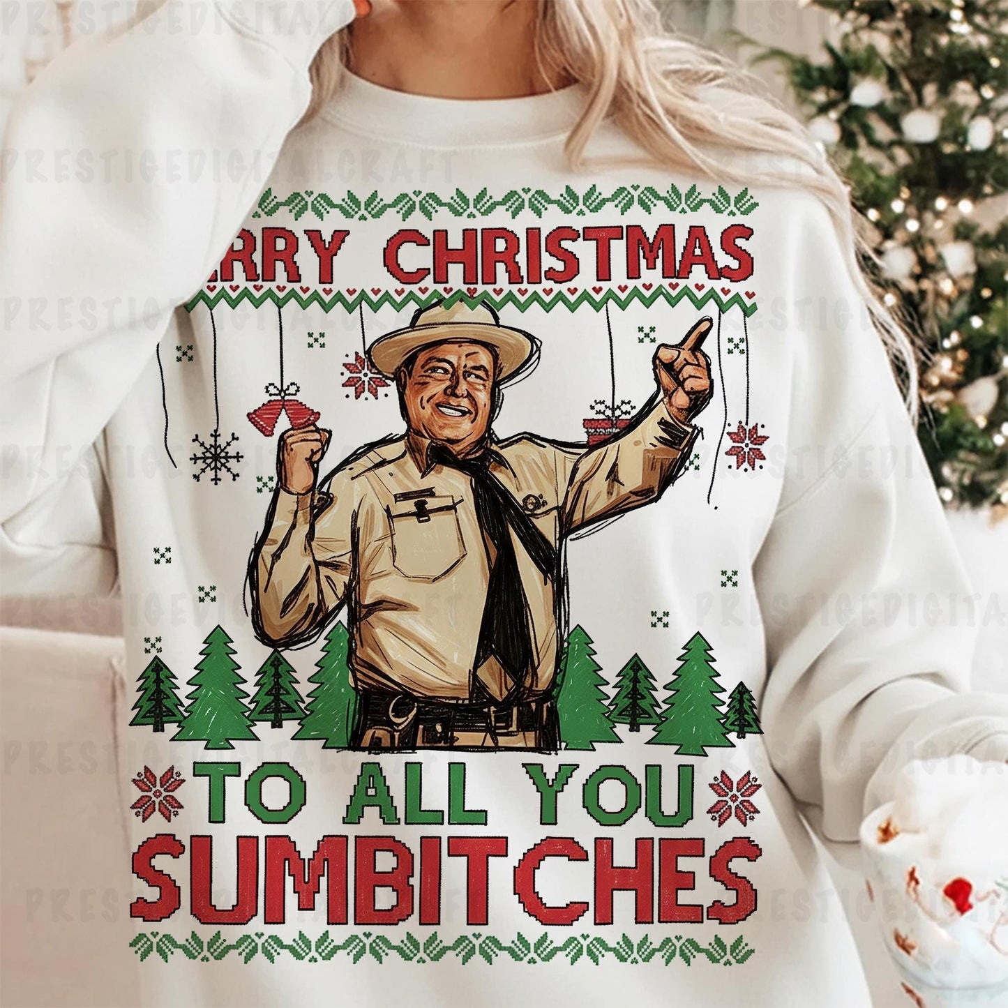 Gildan 18000 Smokey Bandit Xmas Sweatshirt: Funny Ugly Christmas Gift, Cozy Unisex Crewneck for Men & Women, Durable Printify Choice