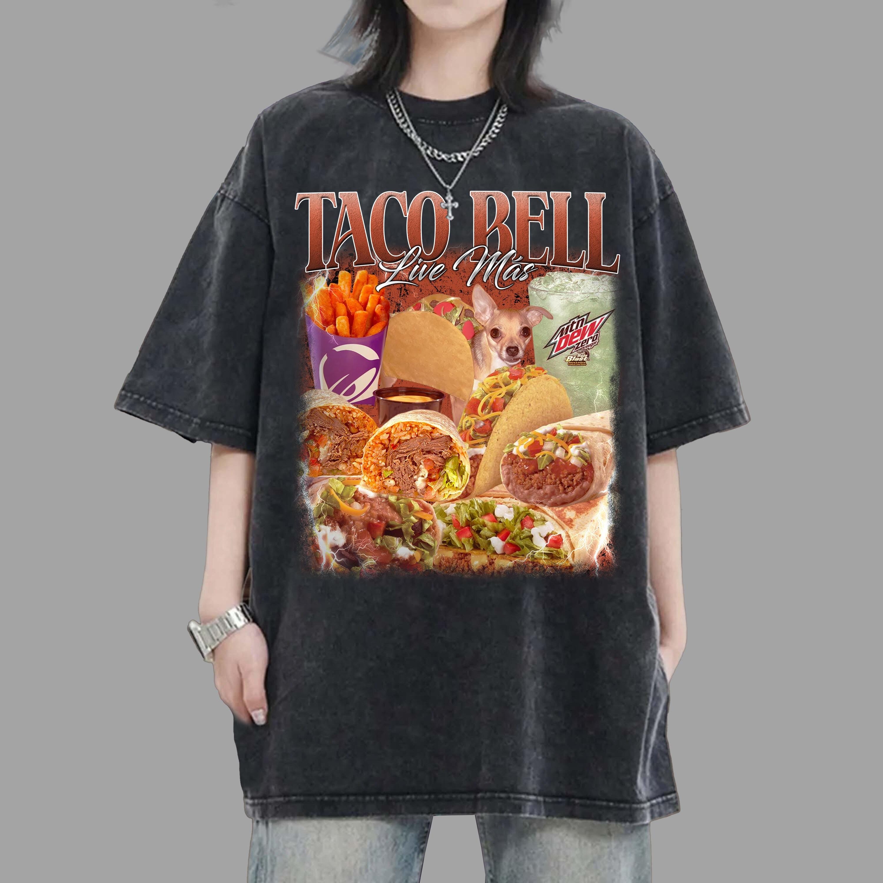 Vintage 90s Taco Bell T-Shirt, Unisex Heavy Cotton Tee by Gildan 5000, Perfect for Retro Aesthetic Outfits, Printify Choice, Great Gift for Men & W...