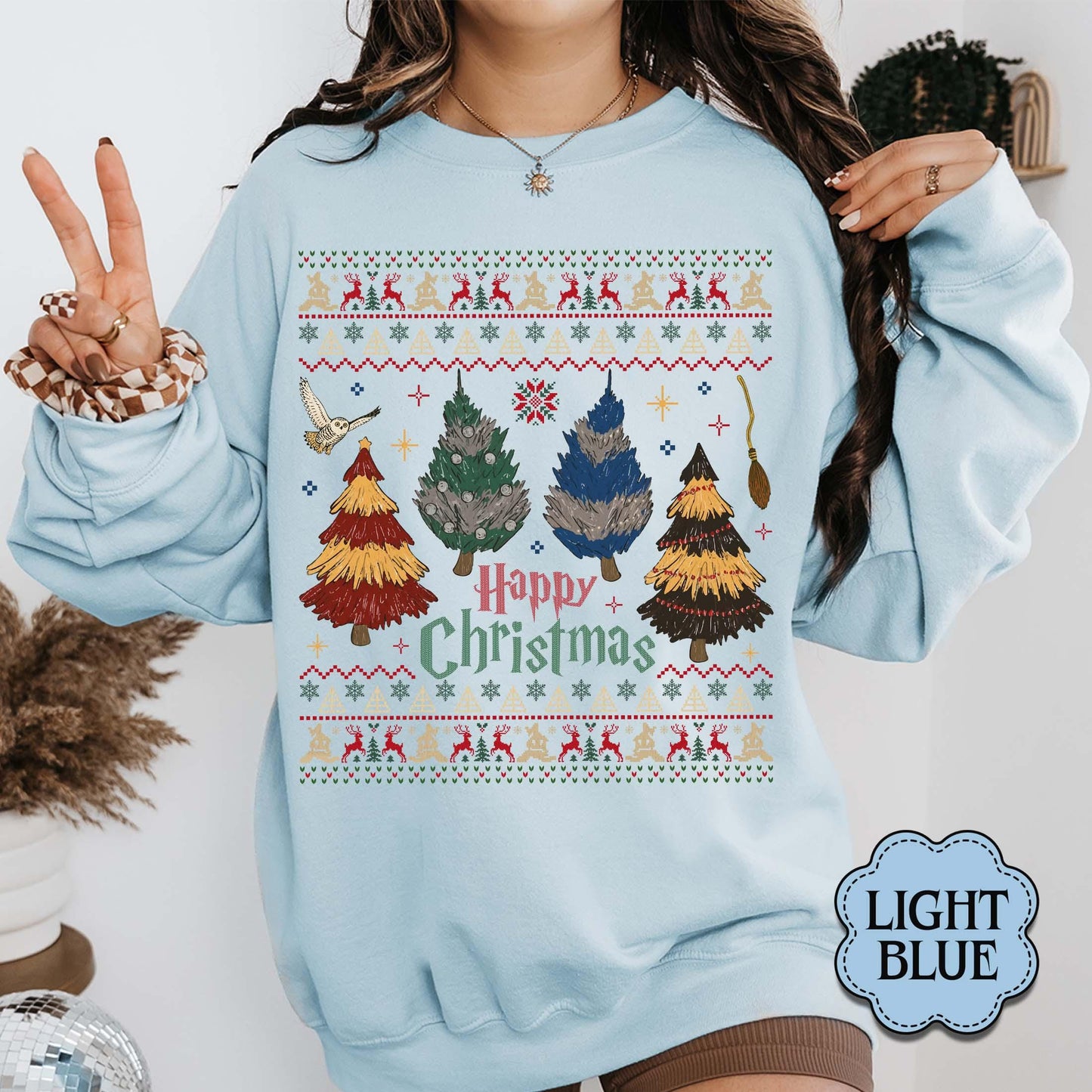 ✨Cozy Gildan 18000 Christmas Tree Sweatshirt - Perfect Wizard Gift✨ Unisex, Durable, Printify Choice for Magical Holiday Outfits