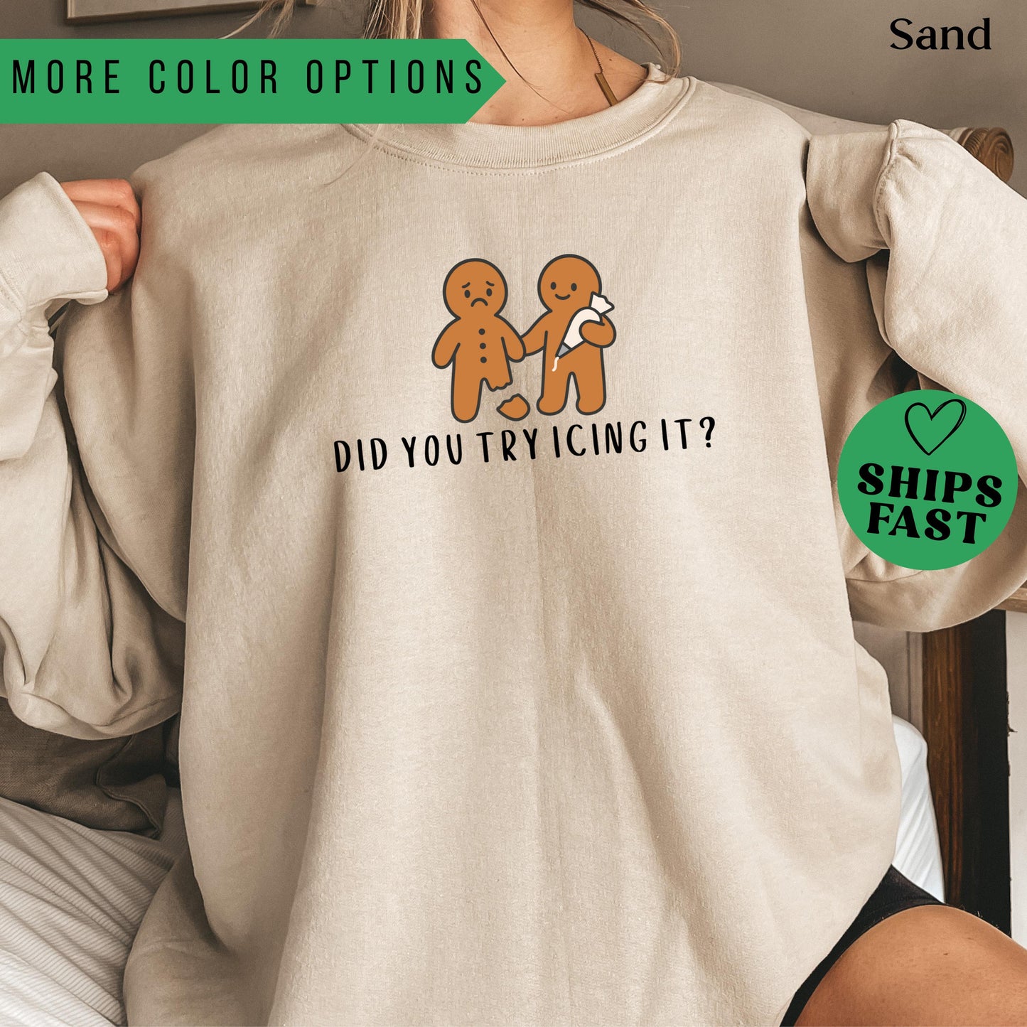 Cozy Gildan 18000 Christmas Sweatshirt: Gingerbread Humor Tee, Perfect Gift for PTs, Unisex Crewneck by Printify Choice