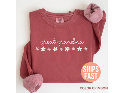 Comfort Colors® 1566 Unisex Sweatshirt for Women, Great Grandma Gift, Pregnancy Reveal, SwiftPOD Garment-Dyed, Baby Announcement Outfit