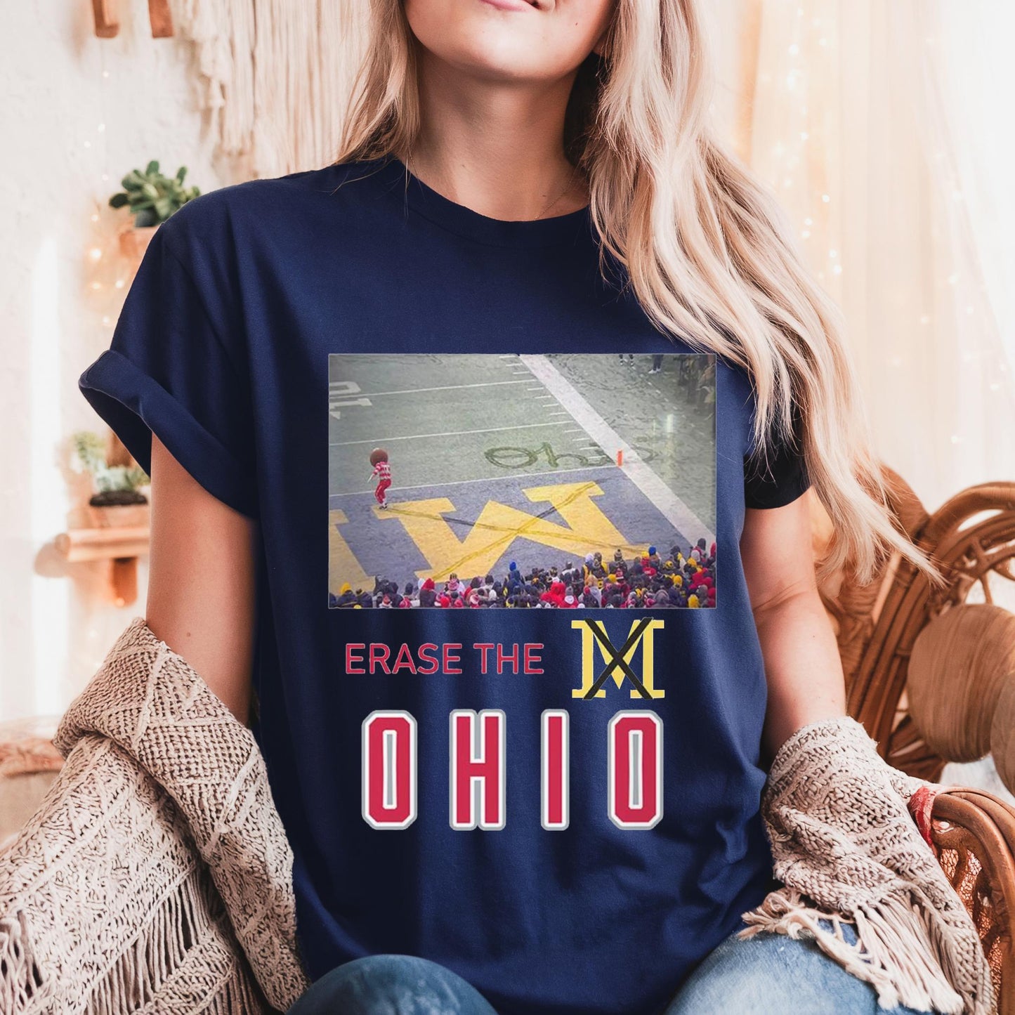 Ohio State Unisex Heavy Cotton Tee - Gildan 5000 Brutus vs Michigan Game Day Shirt, Funny Rivalry Gift, Printify Choice for Football Fans