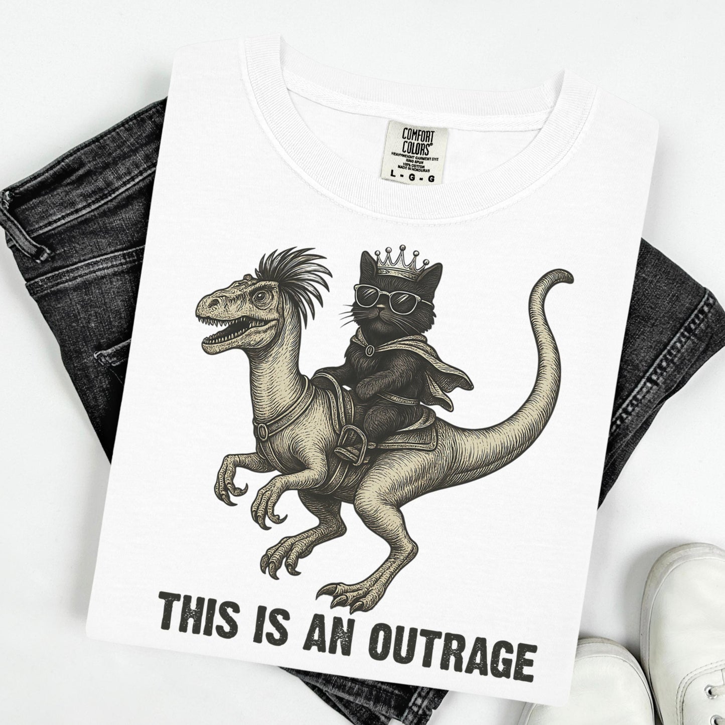 Comfort Colors® 1717 Unisex Gamer Cat Dino Tee - SwiftPOD Gift for Bookish Fantasy Lovers