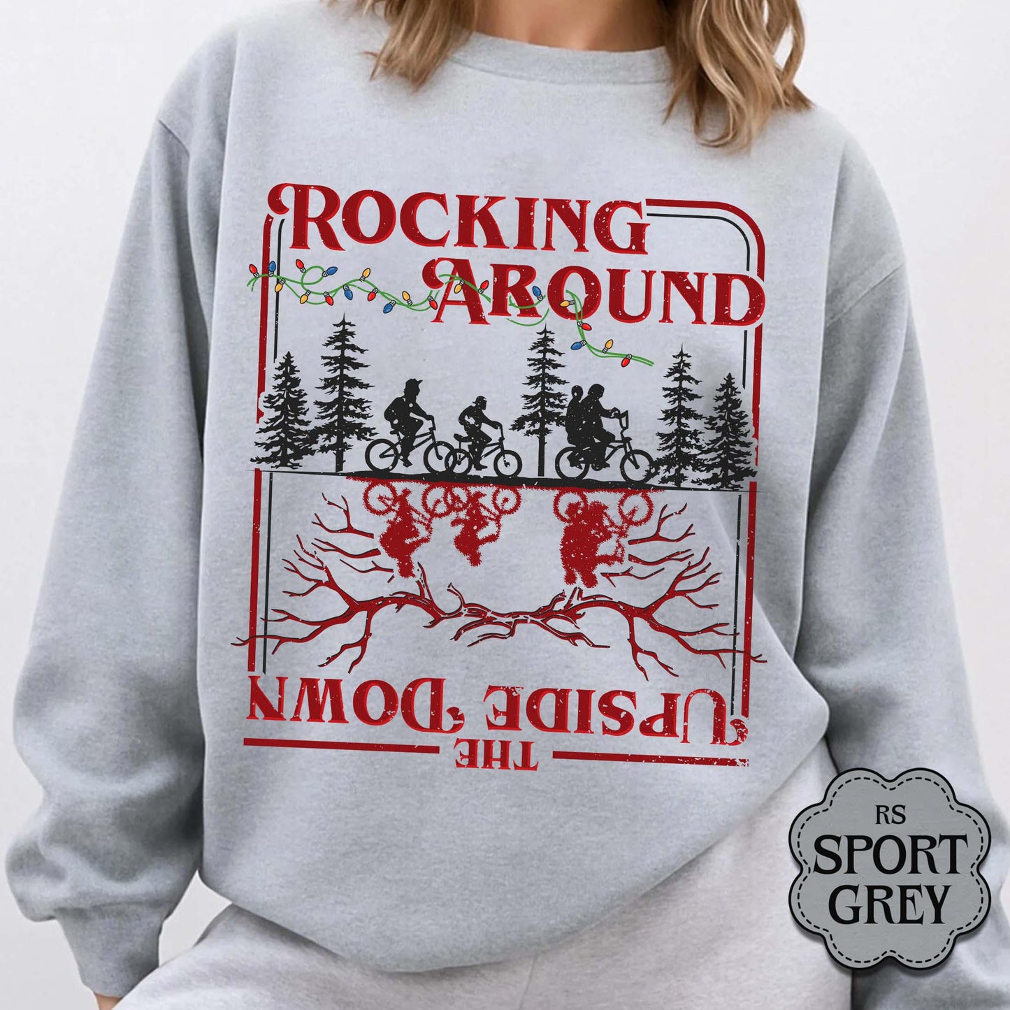 Stranger Xmas Sweatshirt for Women & Men: Gildan 18000 Unisex Cozy Sci-Fi TV Show Gift, Printify Choice Holiday Outfit