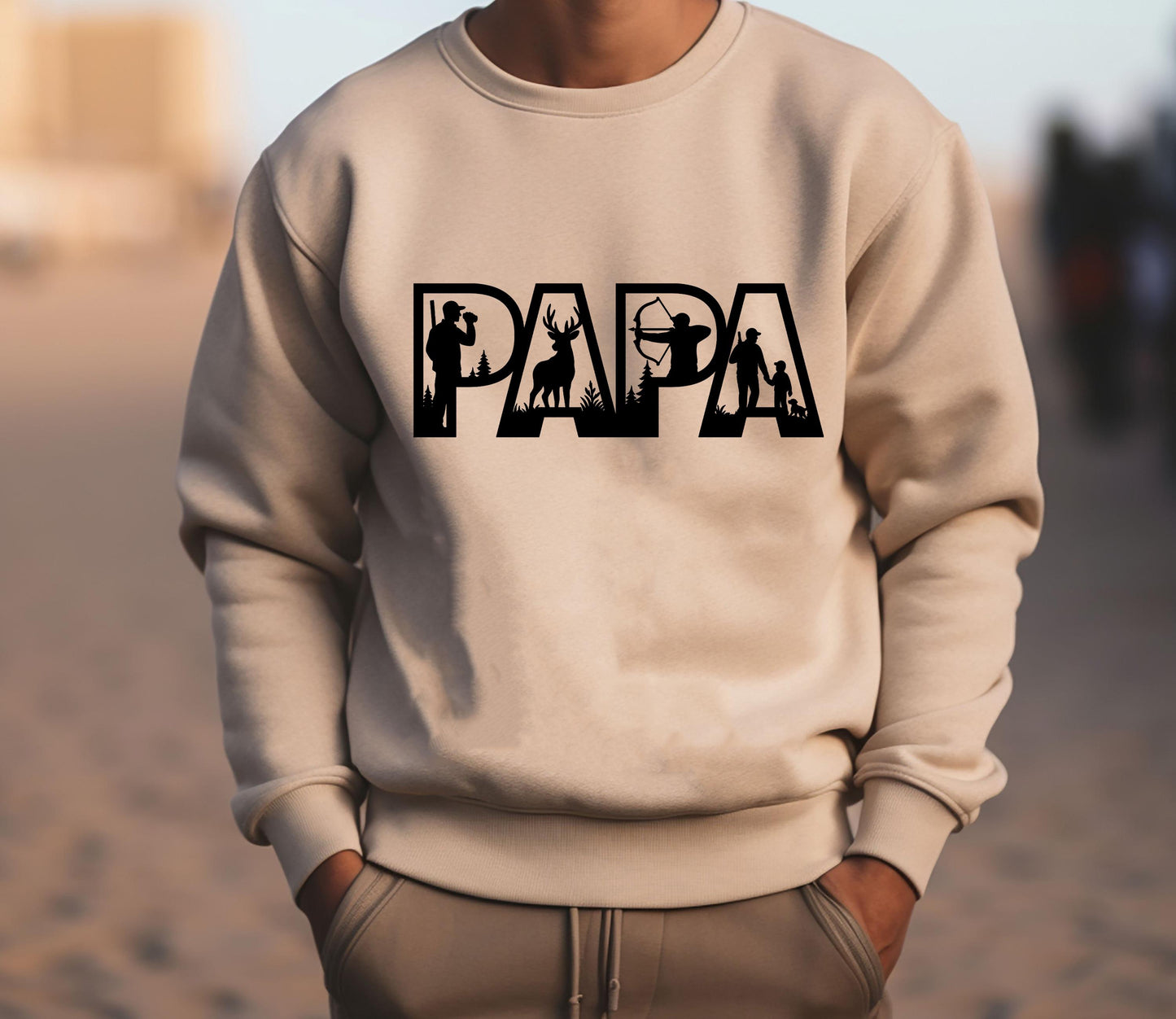 ✨ Gildan 18000 Hunting Papa Sweatshirt - Cozy Gift for Dad, Men's Hunting Season Outfit, Printify Choice ✨