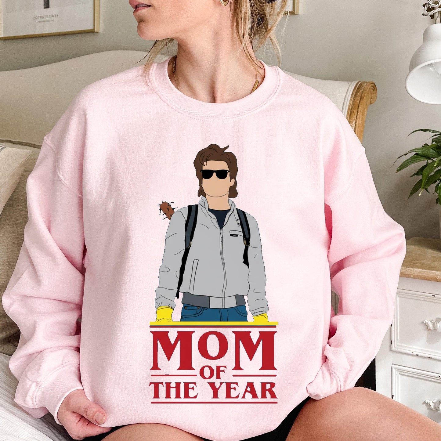 Steve Mom of the Year Gildan 18000 Sweatshirt for Women, Cozy Unisex Harrington Crewneck, Printify Choice, Perfect Gift for Fans