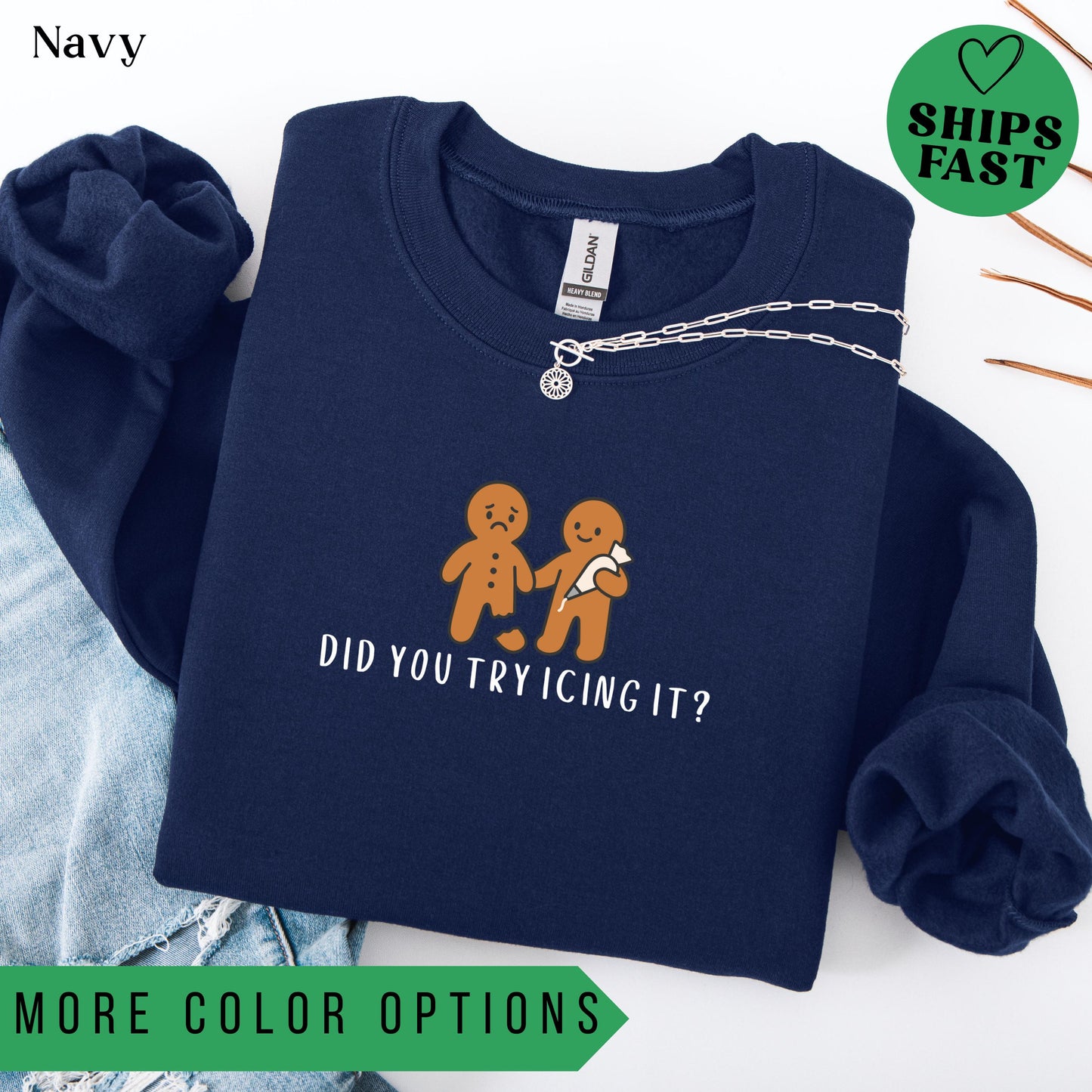 Cozy Gildan 18000 Christmas Sweatshirt: Gingerbread Humor Tee, Perfect Gift for PTs, Unisex Crewneck by Printify Choice