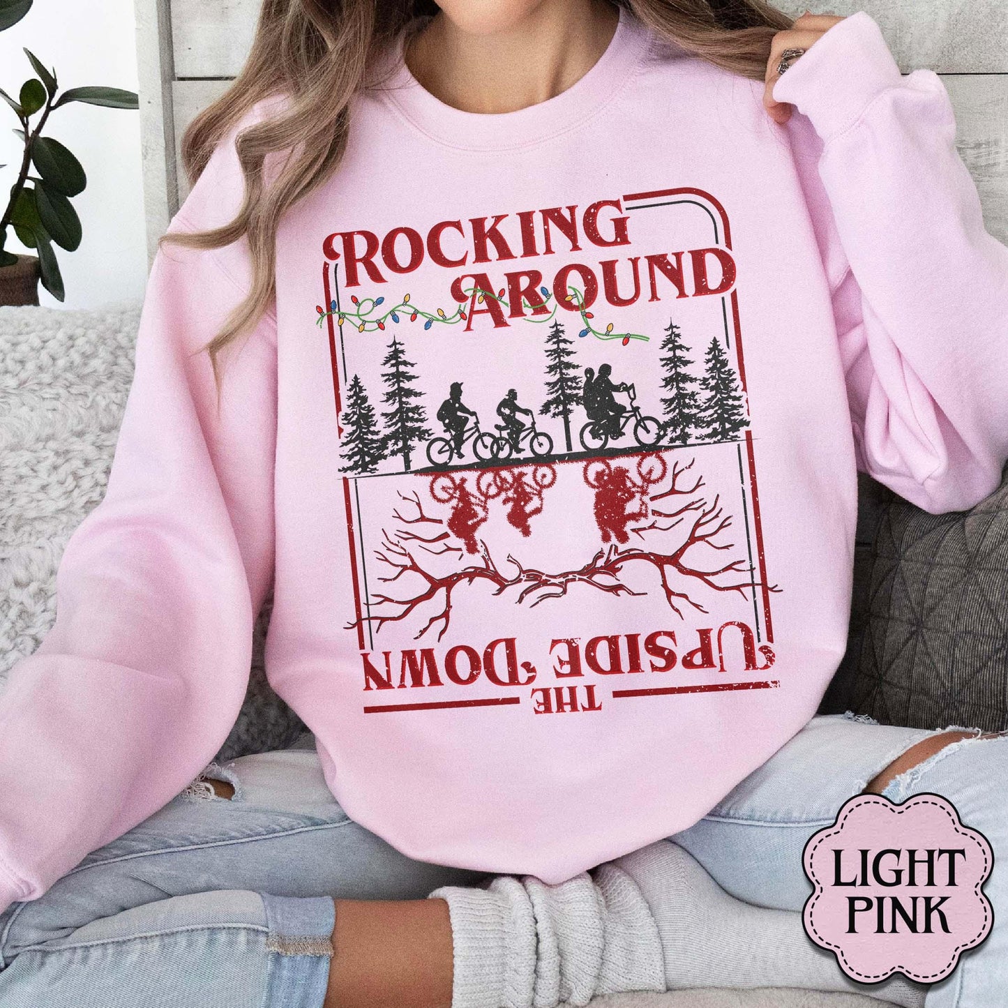 Stranger Xmas Sweatshirt for Women & Men: Gildan 18000 Unisex Cozy Sci-Fi TV Show Gift, Printify Choice Holiday Outfit