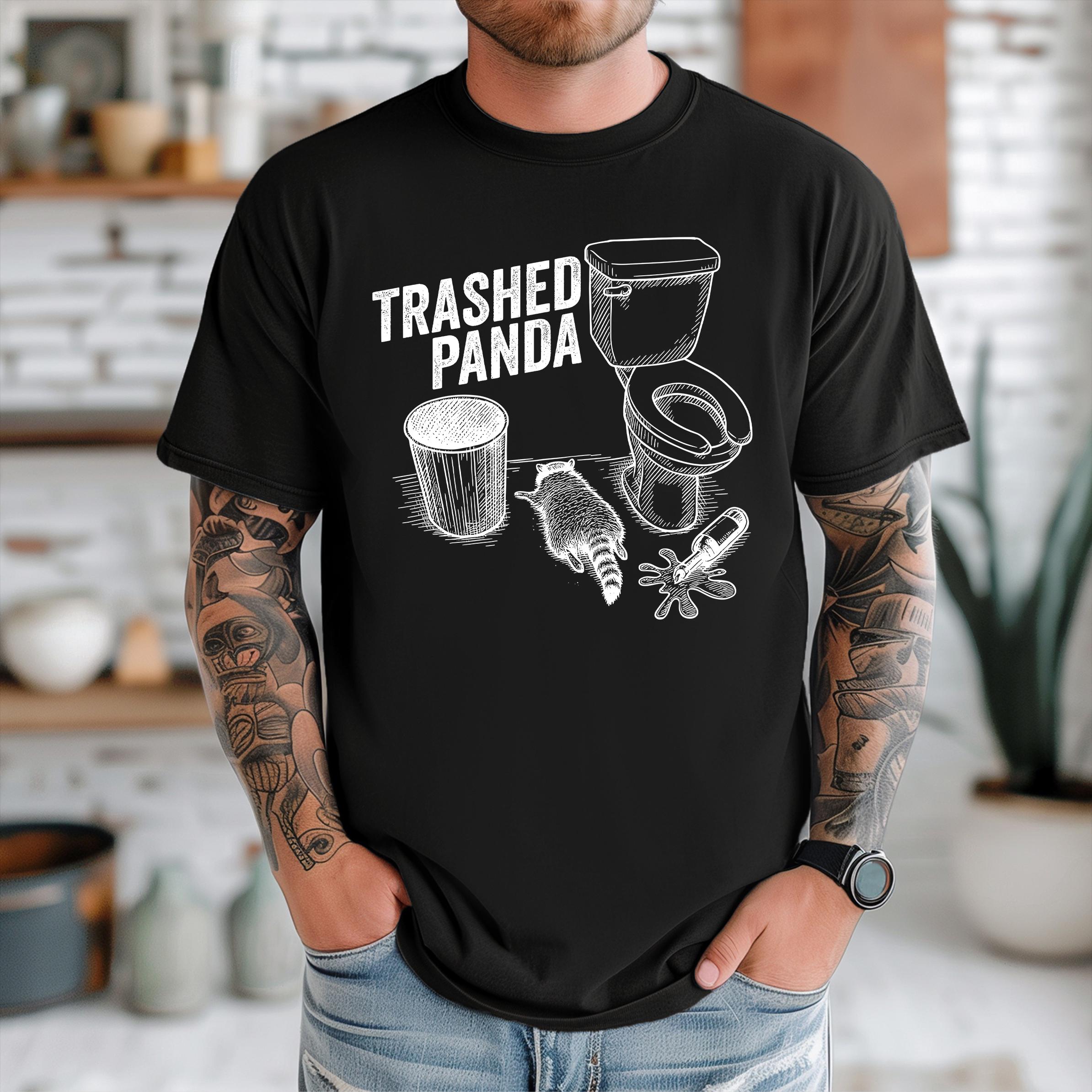 Trashed Panda Comfort Colors® 1717 Unisex T-shirt: Vintage Raccoon Drinking Tee by SwiftPOD, Perfect Gift for Men & Women, Casual Outfit Essential