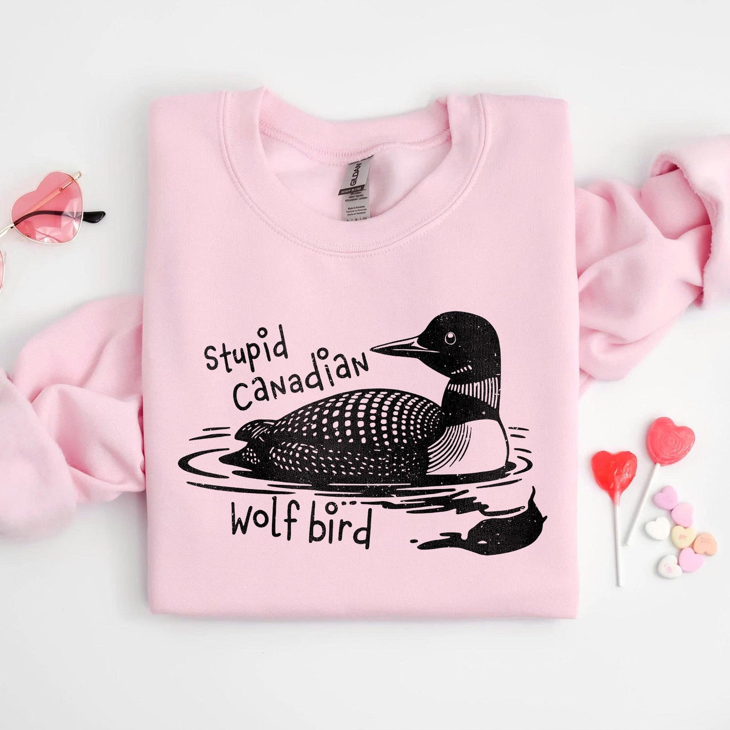 Cozy Gildan 18000 Wolf Bird Shirt: LGBT Hockey Fan Gift, Perfect for Winter Romance – Printify Choice Unisex Sweatshirt