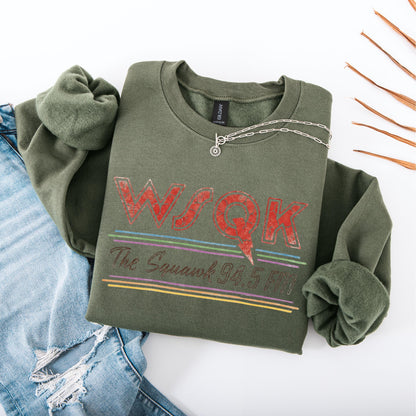 Vintage WSQK Sweatshirt Unisex Gildan 18000 Crewneck, Retro Radio Gift, Cozy Printify Choice for Women & Men 94.5 FM Radio Aesthetic