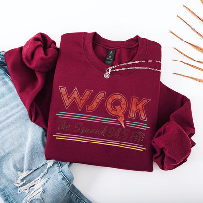 Vintage WSQK Sweatshirt Unisex Gildan 18000 Crewneck, Retro Radio Gift, Cozy Printify Choice for Women & Men 94.5 FM Radio Aesthetic