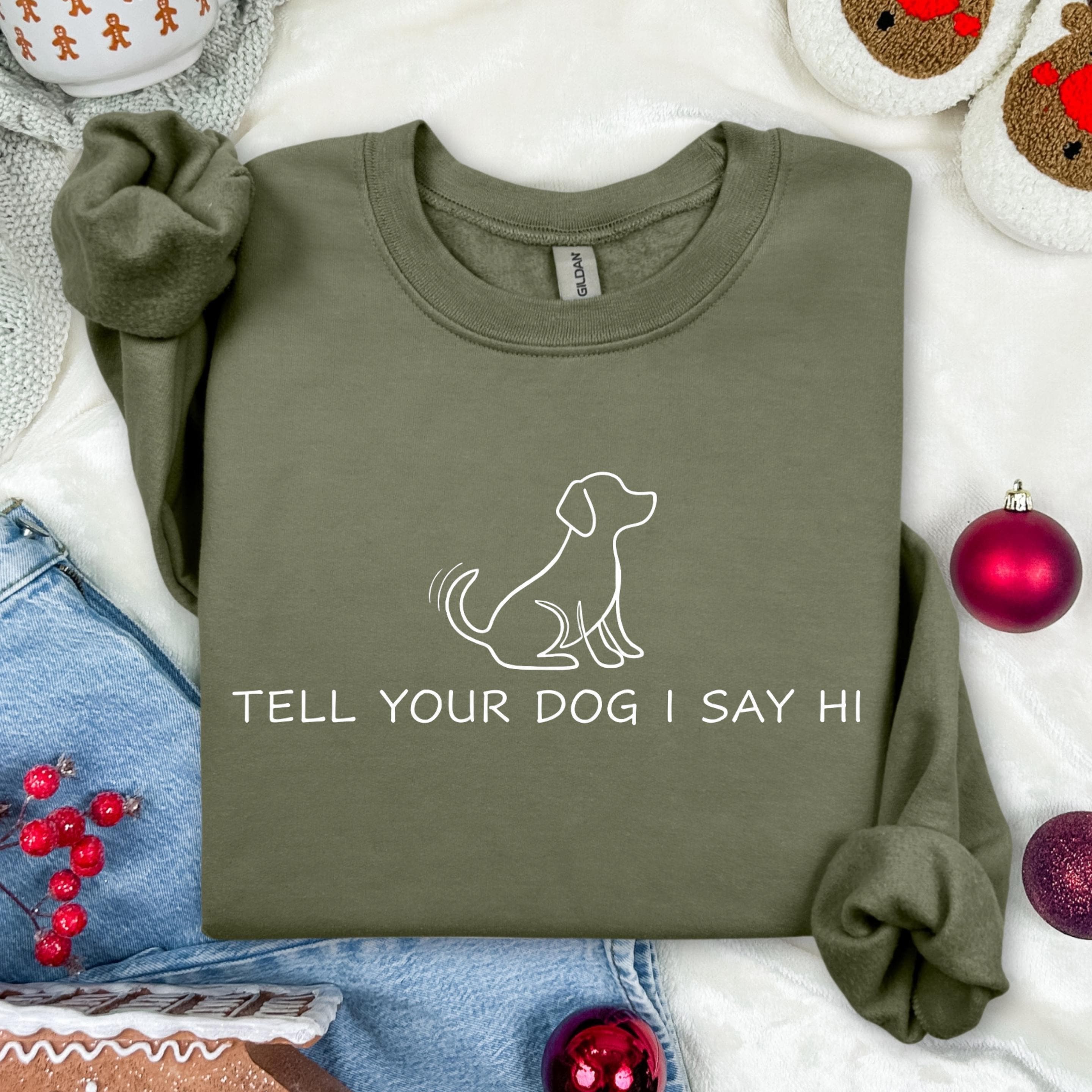 Tell Your Dog I Say Hi Sweatshirt - Gildan 18000 Unisex Crewneck for Dog Lovers, Cozy & Durable, Perfect Gift for Women & Men, Printify Choice