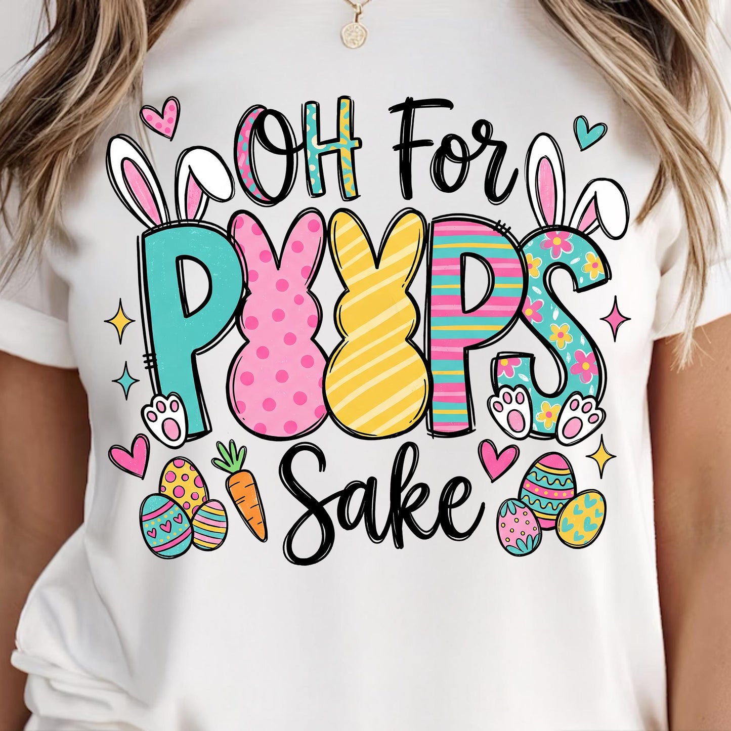 Oh For Peeps Sake Easter Bunny Shirt, Gildan 5000 Classic Tee, Unisex Cotton, Sublimation, Cute Spring Outfit Gift