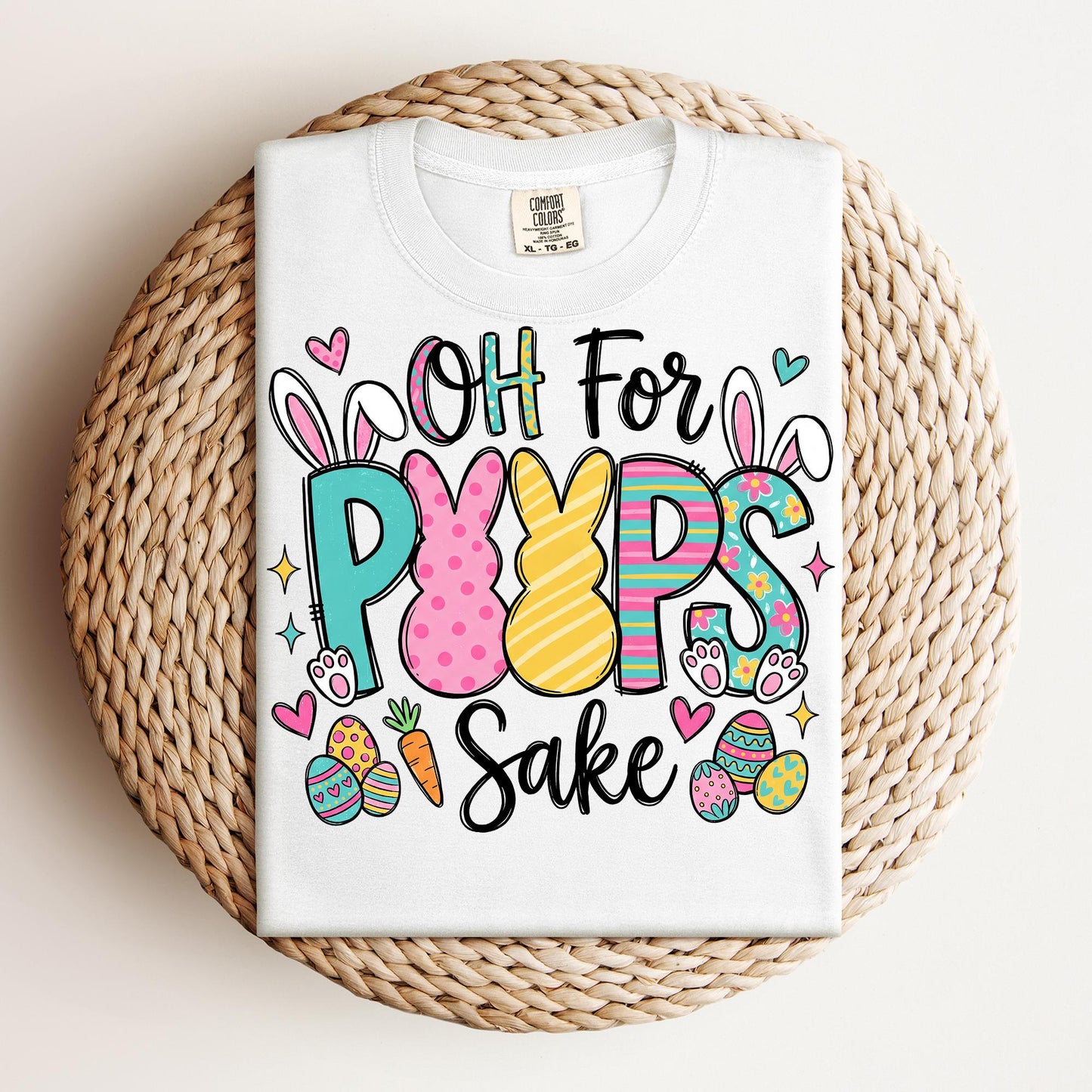 Oh For Peeps Sake Easter Bunny Shirt, Gildan 5000 Classic Tee, Unisex Cotton, Sublimation, Cute Spring Outfit Gift
