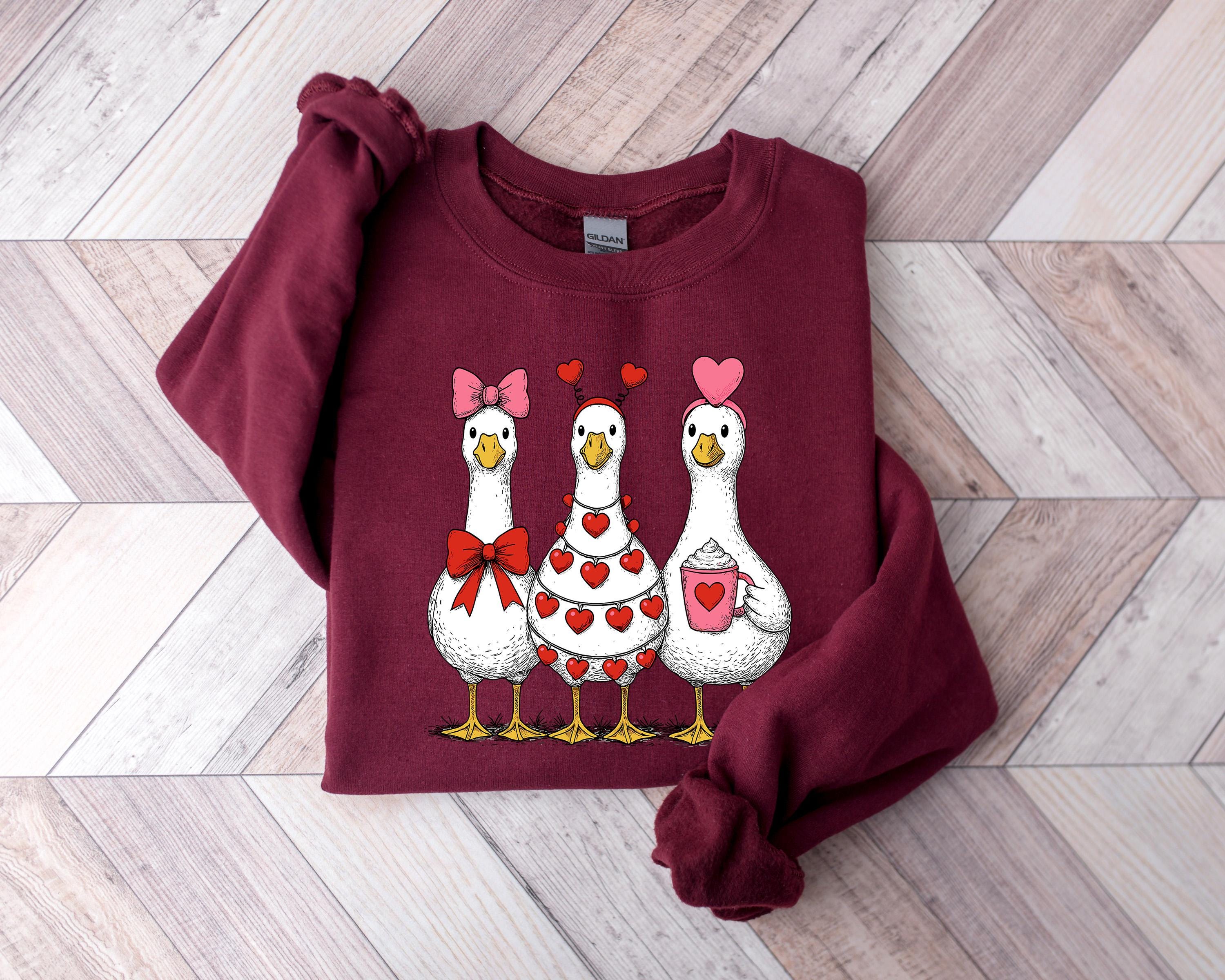 Just a Lovely Goose Valentine Shirt for Women, Gildan 18000 Unisex Sweatshirt, Cute Printify Choice Gift, Cozy Funny Love Silly Goose Tee