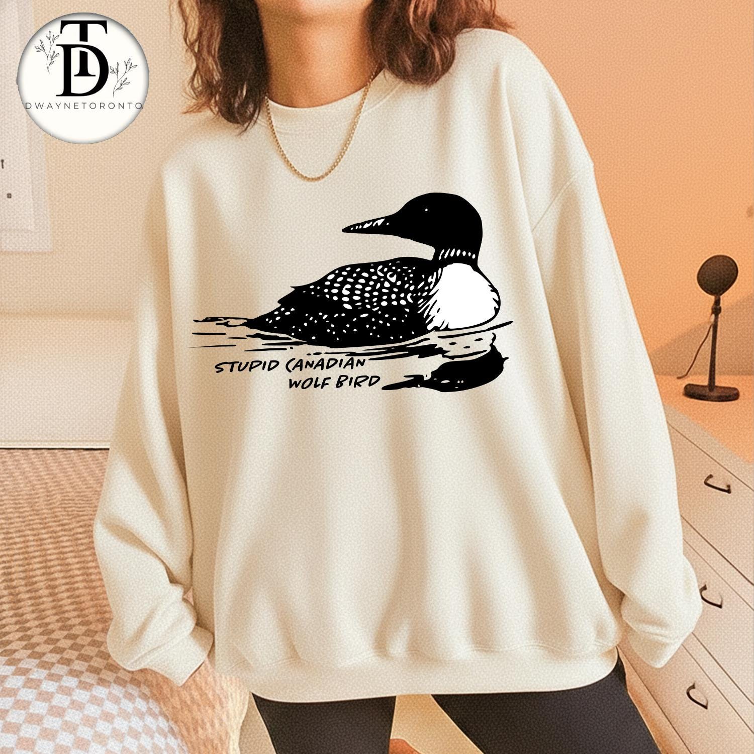 Stupid Canadian Wolf Bird Shirt, Gildan 18000 Unisex Tee, Funny Loon Graphic, Printify Choice, Sarcastic Humor Gift, Cozy Fall Outfit