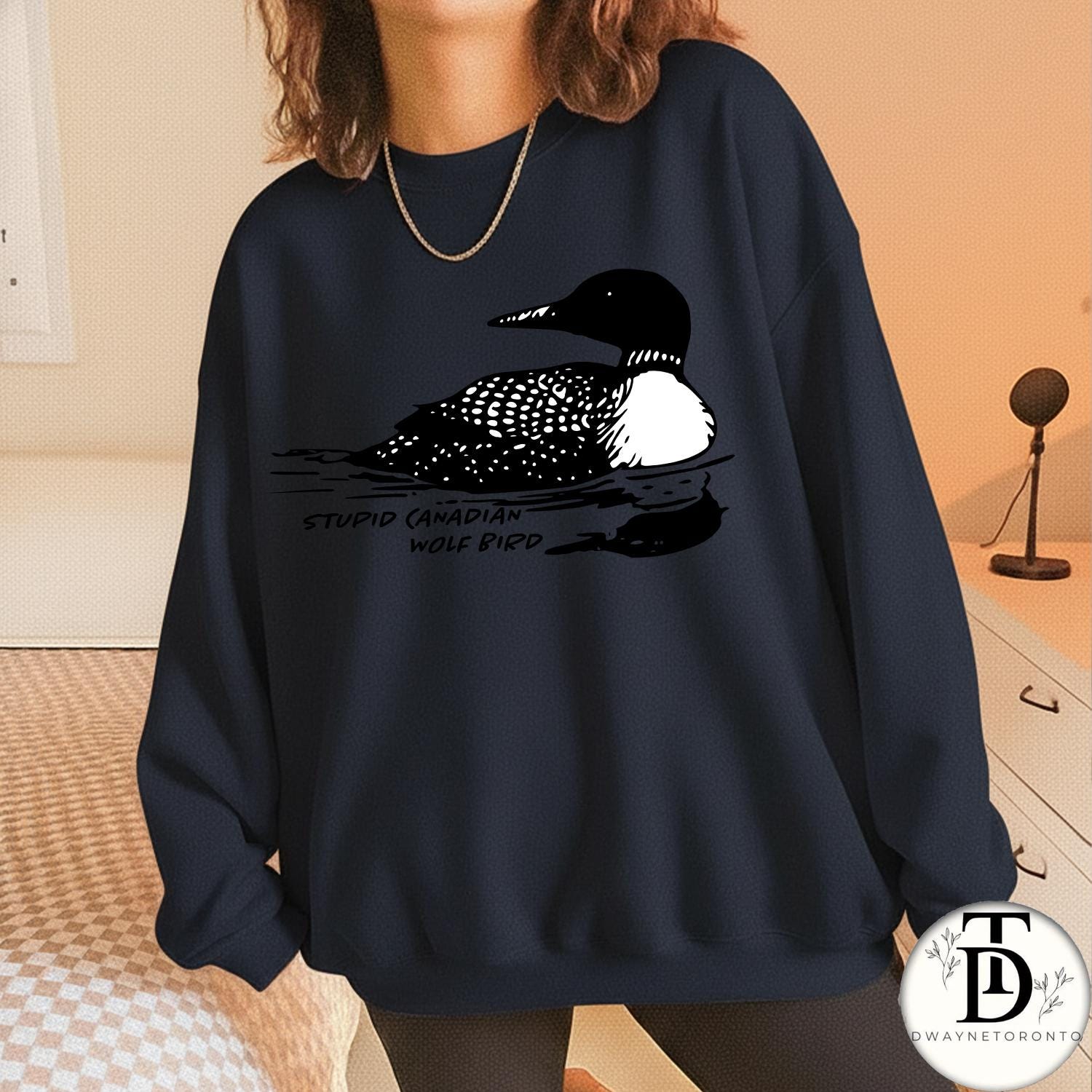 Stupid Canadian Wolf Bird Shirt, Gildan 18000 Unisex Tee, Funny Loon Graphic, Printify Choice, Sarcastic Humor Gift, Cozy Fall Outfit