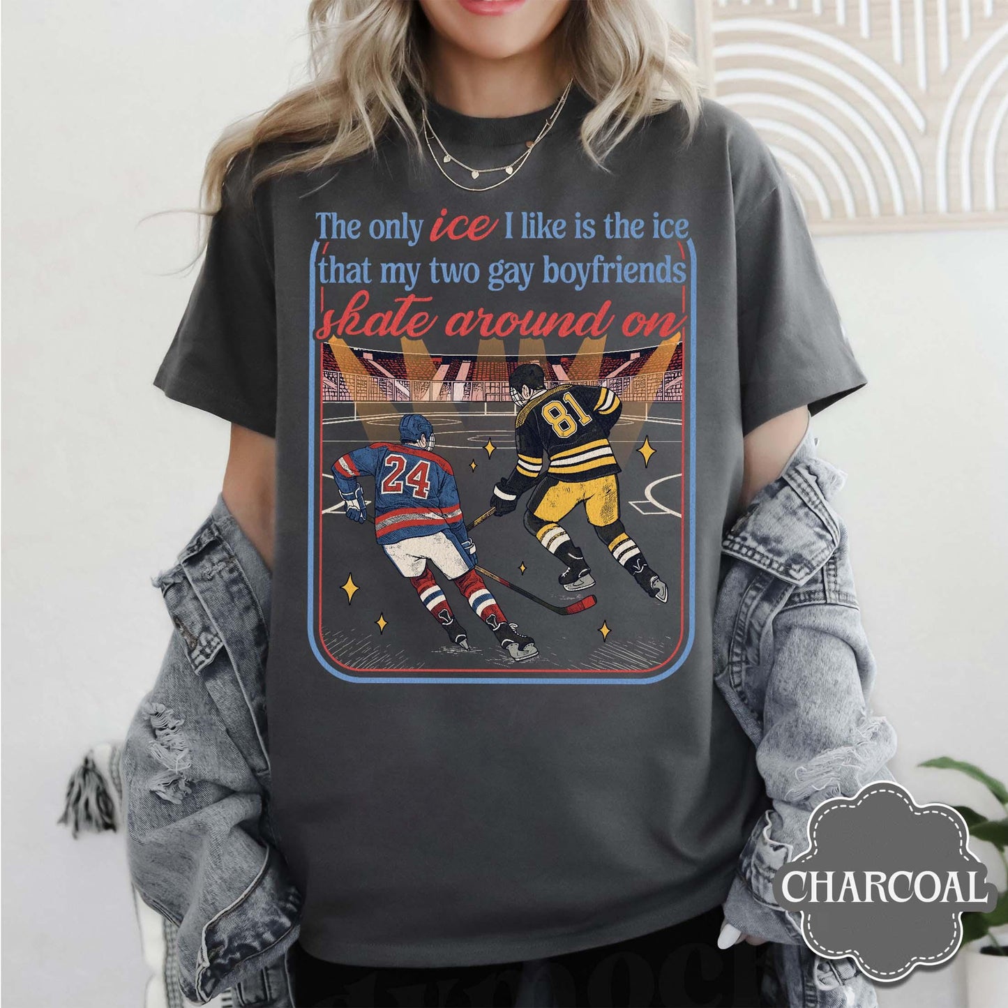 The Only ICE I Like Is The Ice My Two Gay Boyfriends Skate Around On Sweatshirt - Gildan 18000 Printify Choice, Cozy Gift for Hockey Romance Fans