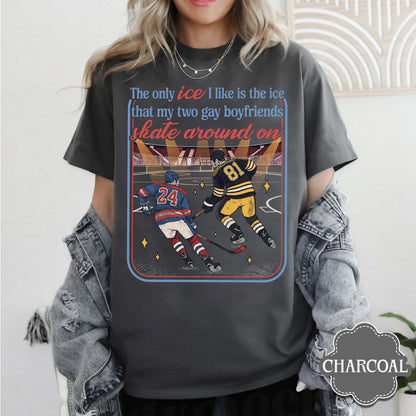 The Only ICE I Like Is The Ice My Two Gay Boyfriends Skate Around On Sweatshirt - Gildan 18000 Printify Choice, Cozy Gift for Hockey Romance Fans