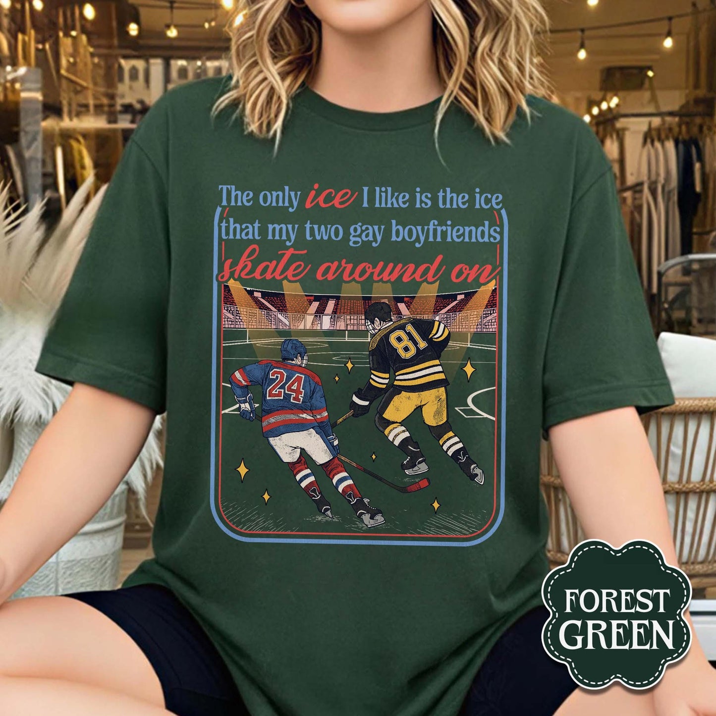 The Only ICE I Like Is The Ice My Two Gay Boyfriends Skate Around On Sweatshirt - Gildan 18000 Printify Choice, Cozy Gift for Hockey Romance Fans