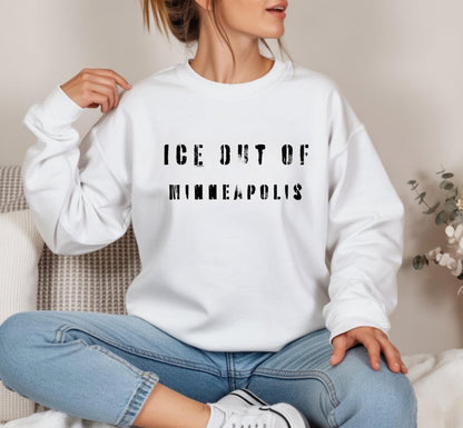 Gildan 18000 Crewneck Ice Out Minneapolis Activist Tee - Social Justice Shirt for Men & Women, Perfect Protest Outfit, Immigration Rights Gift