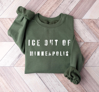 Gildan 18000 Crewneck Ice Out Minneapolis Activist Tee - Social Justice Shirt for Men & Women, Perfect Protest Outfit, Immigration Rights Gift