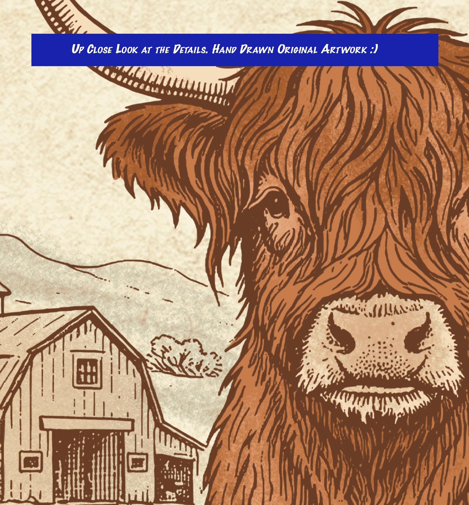 Vintage Highland Cow PNG for Sublimation, Cottagecore Coquette Oval Frame, Homestead Mama Design for Gildan 18000 Crewneck, Grandma Core Gift, Digital