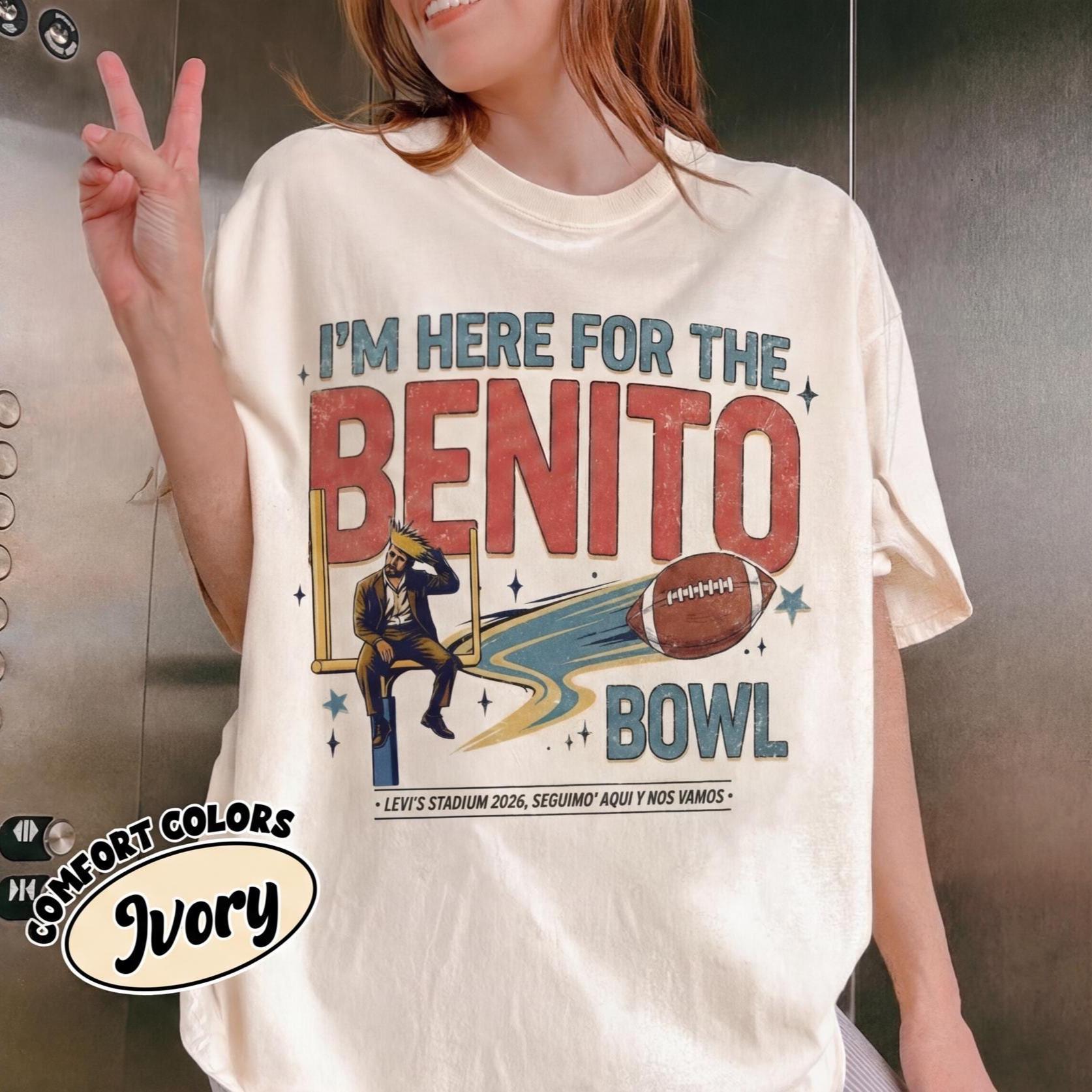 Benito Bowl Bunny Game Day Shirt, Funny Football Graphic, 18000 Crewneck or 5000 Classic Tee, Unisex Cotton, Fall Gift, Puerto Rico Music Humor