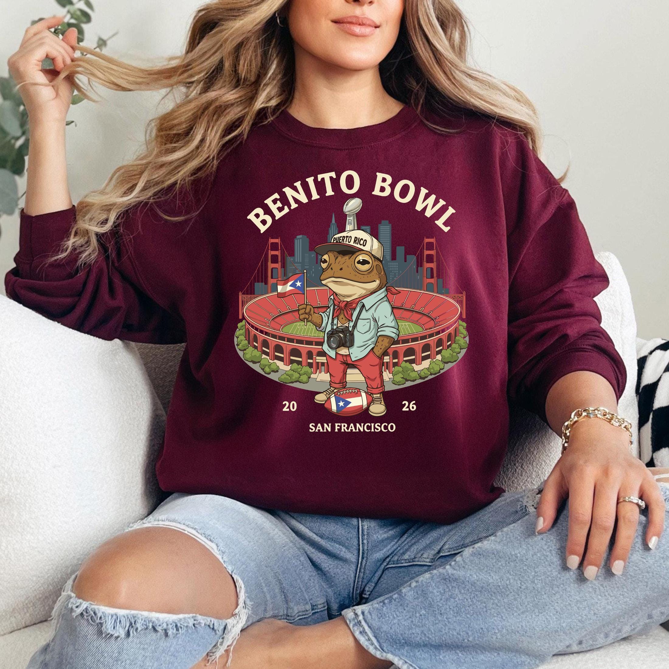 Benito Bowl Shirt, Puerto Rico Coqui Frog Tee, Halftime Show Football Fan Gift, Gildan 5000 Classic Tee, Unisex Cotton Game Day Outfit for Men Women