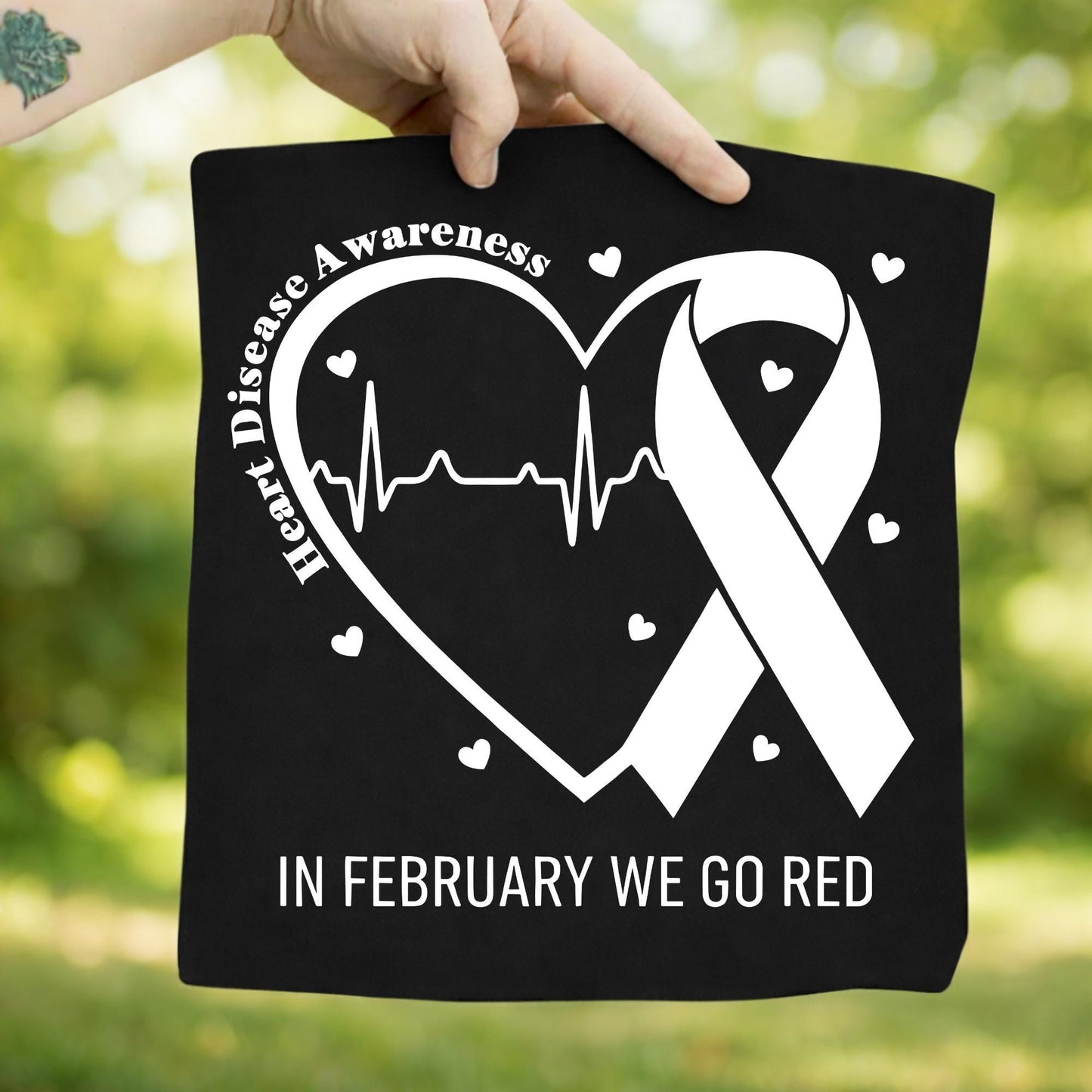 Go Red February Heart Disease Awareness Gildan 18000 Crewneck Sweatshirt, Red Ribbon Sublimation, Unisex Fleece Pullover, Winter Gift Outfit