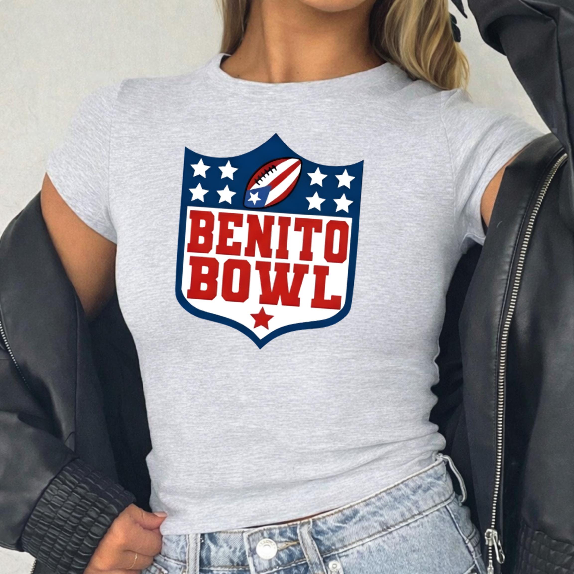 Benito Football Baby Tee Crop for Women, Game Day Bunny Top, Kids Heavy Cotton Tee Matching Set, Fan Gift, Aesthetic Outfit